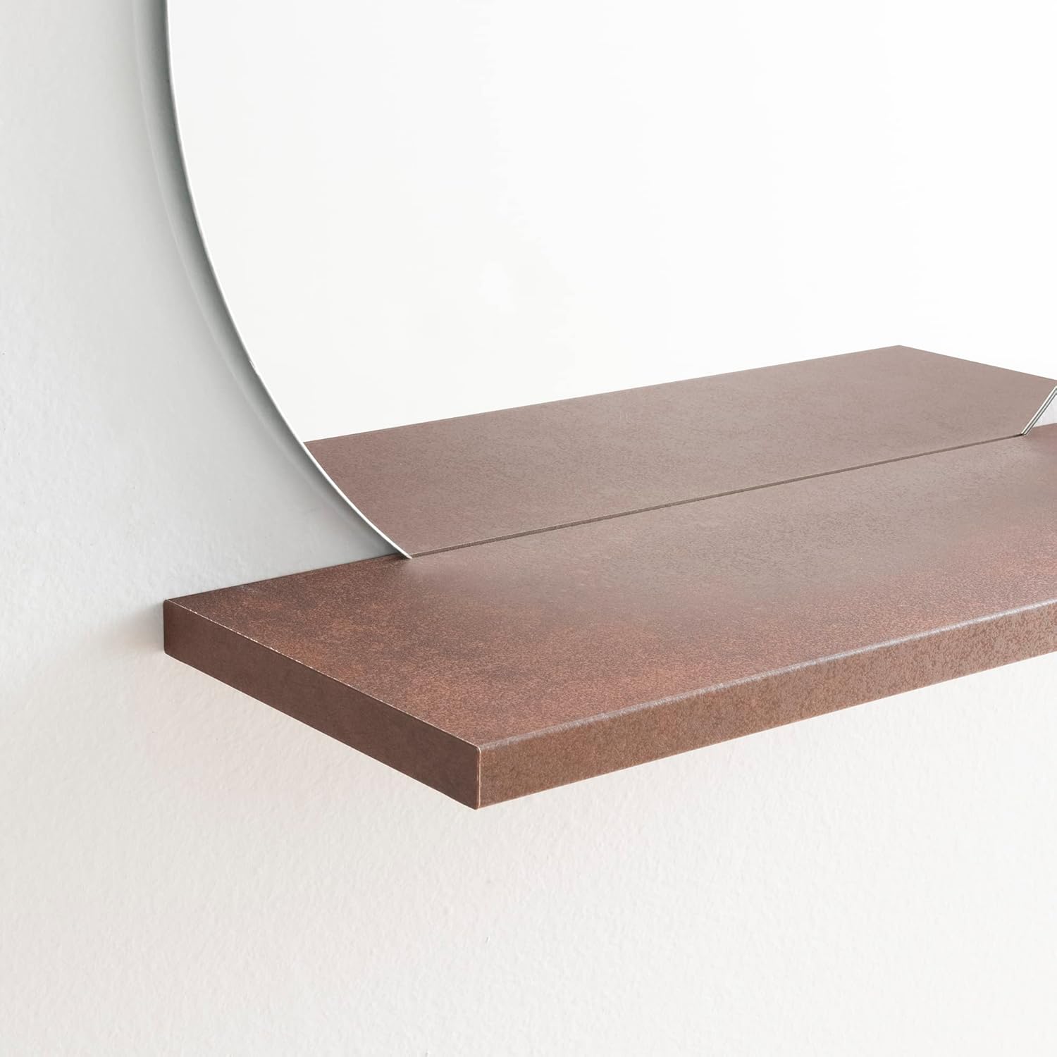 Detalle de ARHome Specchio Tondo Bronzato con Mensola, 60 x 60 x 22 cm – Bianco Opaco, Made in Italy