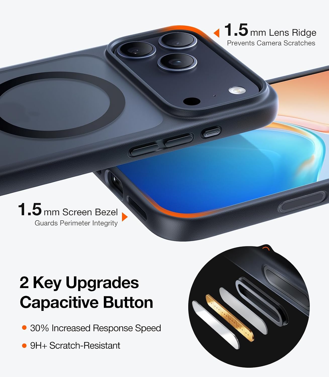 Detalle 2 de TORRAS Guardian-Mag MagSafe Case for iPhone 17 Pro (Magnetic, Shockproof, Matte Black)
