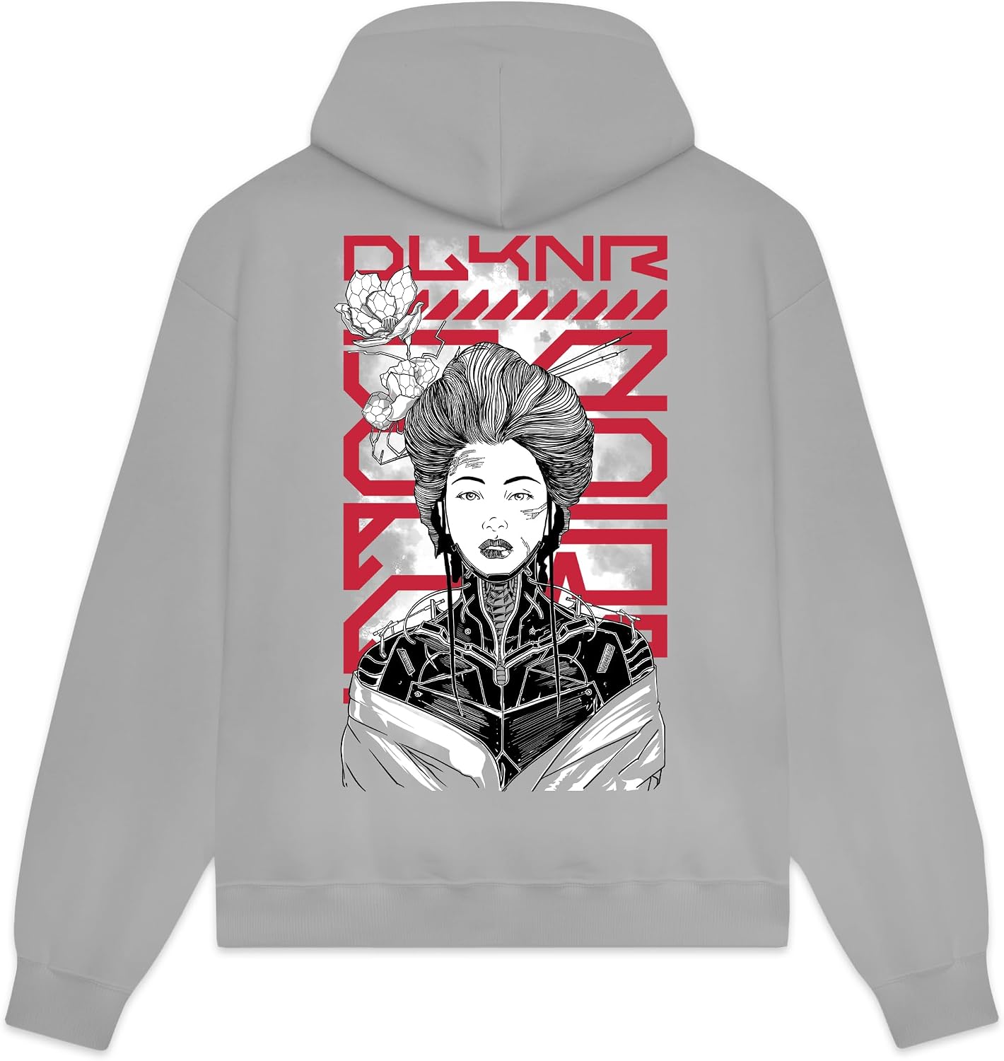 Detalle de Dolly Noire Icons Felpa Metal Geisha Nero – Hoodie unisex in cotone misto, collezione ufficiale