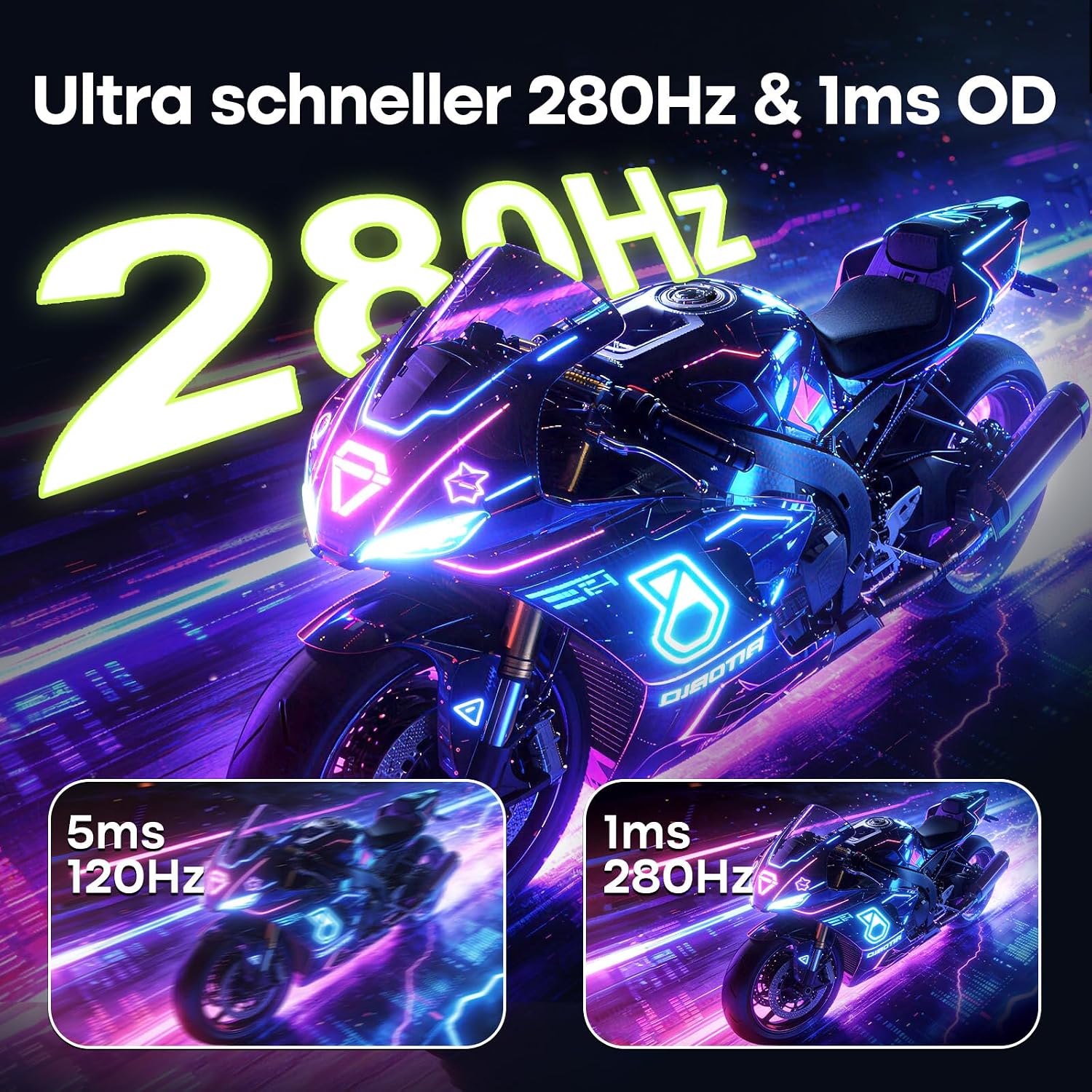 Detalle de Amzfast AMZG27C1Q PRO – 27 Zoll Curved Gaming Monitor mit 280 Hz, QHD, HDR400