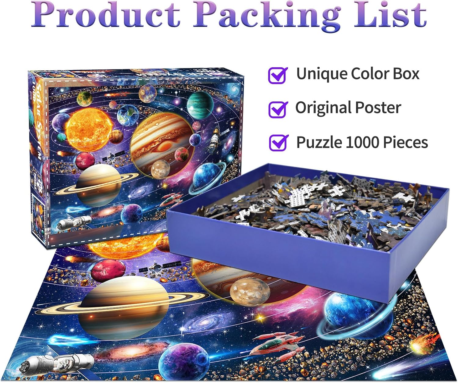 Thumbnail 1 de 1000-Piece Jigsaw Puzzle for Adults – Space Planet & Solar System (70cm–50cm finished size)