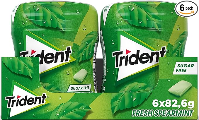 Detalle de Trident Fresh Bottle Hierbabuena – Chicles sin Azúcar 🍃 (6 botellas)