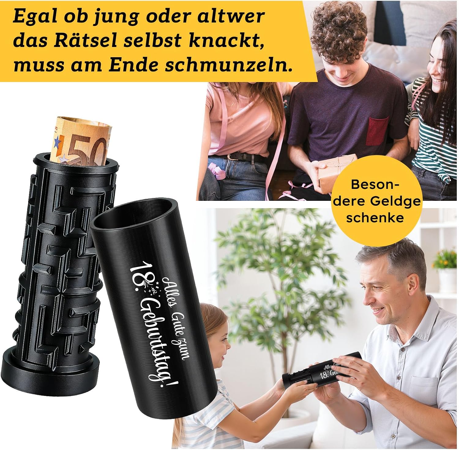 Detalle de Anruzon Upgrade Geldgeschenk 18 Geburtstag – Labyrinthbox in Schwarz