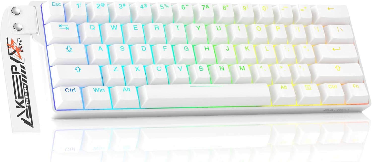 Detalle de DAREU EK60 HE-WH klawiatura gamingowa 60% z Rapid Trigger 8 kHz i RGB