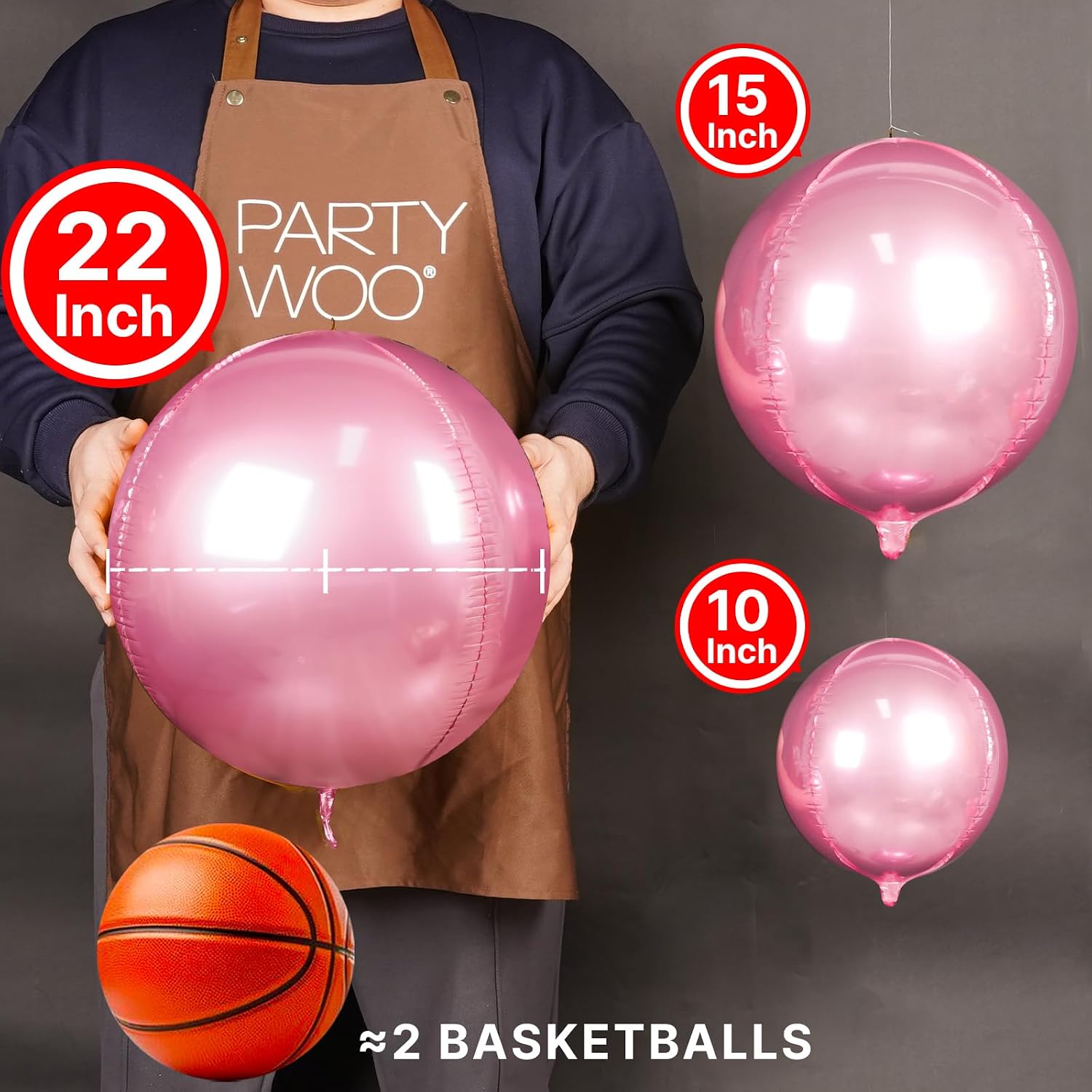 Detalle 2 de PartyWoo Pearl Pink Foil Balloons 20 pcs ๐
