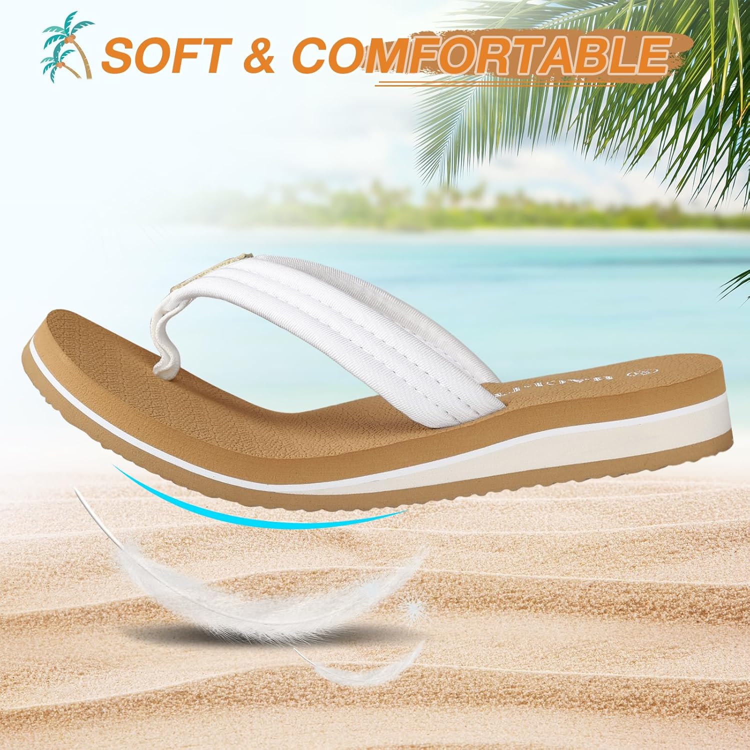 Detalle de HAOLIRA Flip Flops Damen Stoff Orthopädische Zehentrenner mit Arch Support – Leicht, Komfortabel und Rutschfest