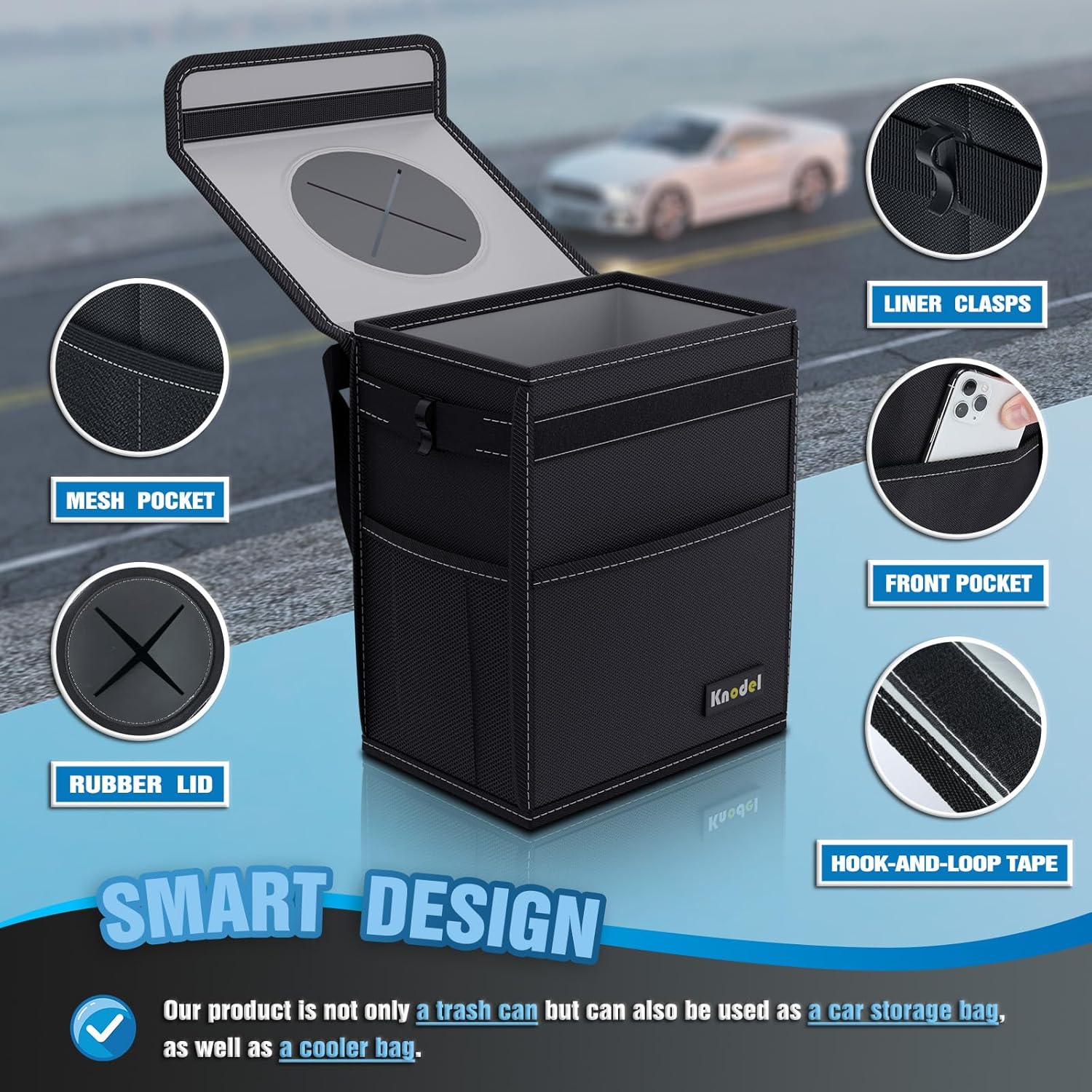 Detalle de K KNODEL 2 Gallon Leak-Proof Car Trash Can