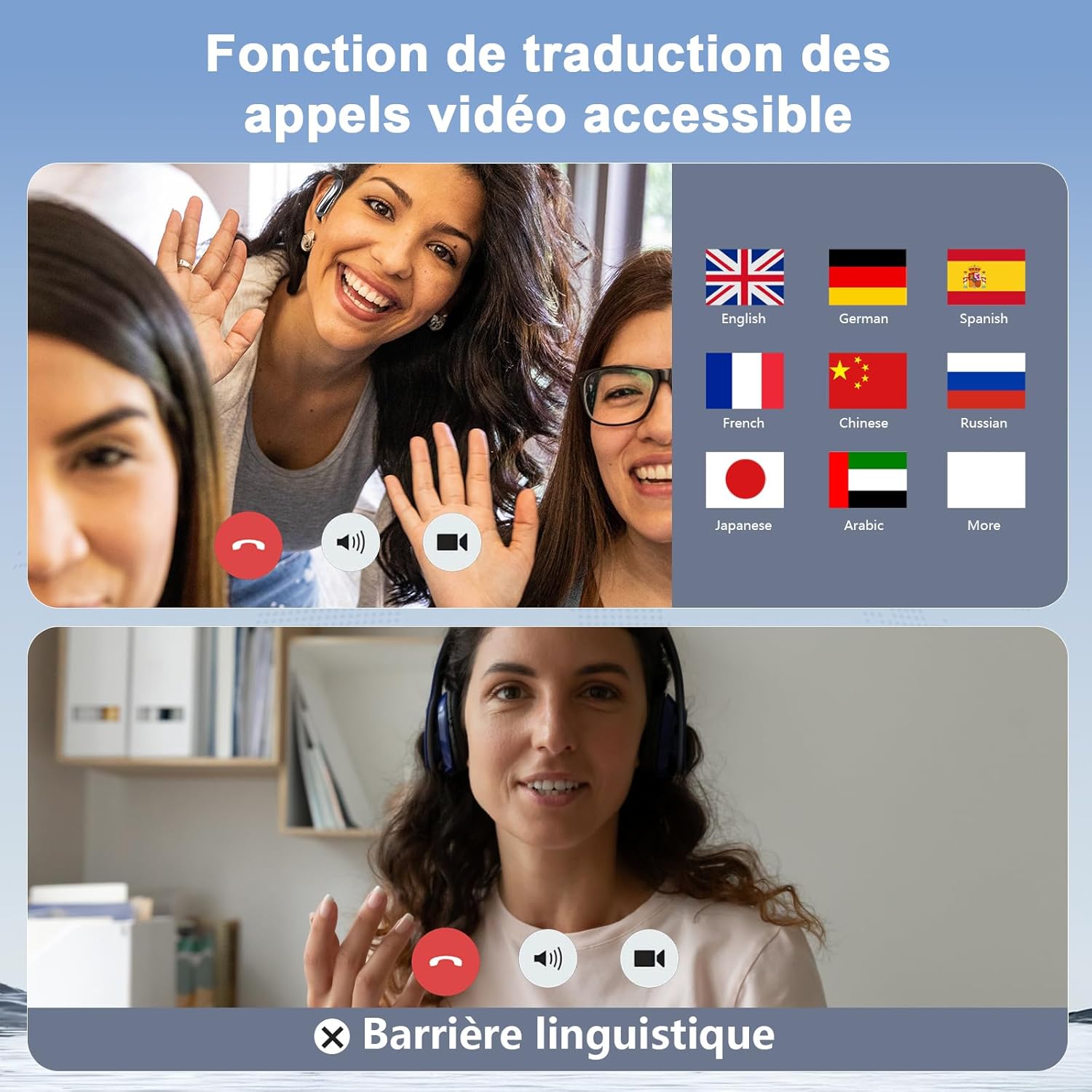 Thumbnail 1 de AI Instant Translator Casque 164 Langues — Écouteurs ouverts 4 en 1 pour musique, traduction et voyage