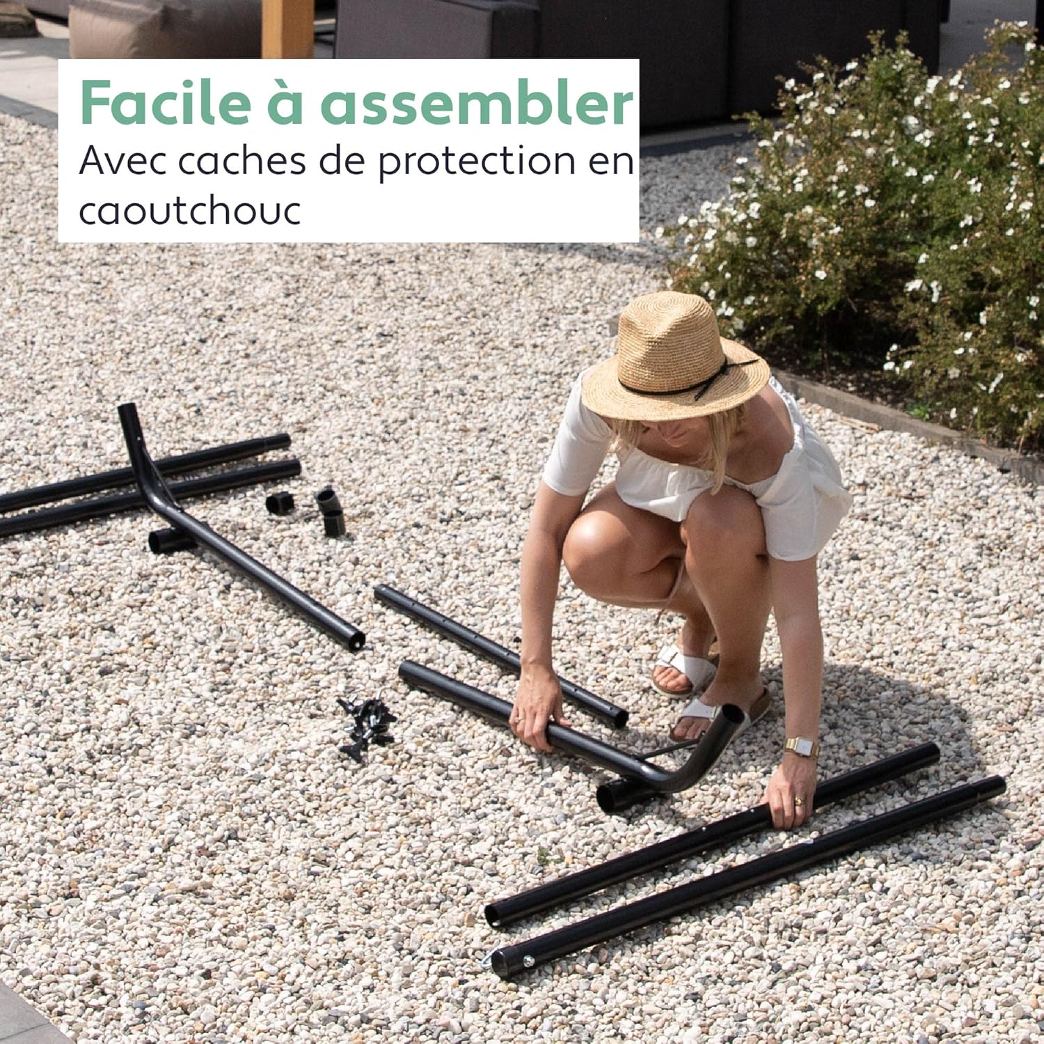Thumbnail 6 de Vita5 Support de Hamac sur Pied avec Table d’Appoint – Cadre en Acier Revêtu et Charge 205 kg