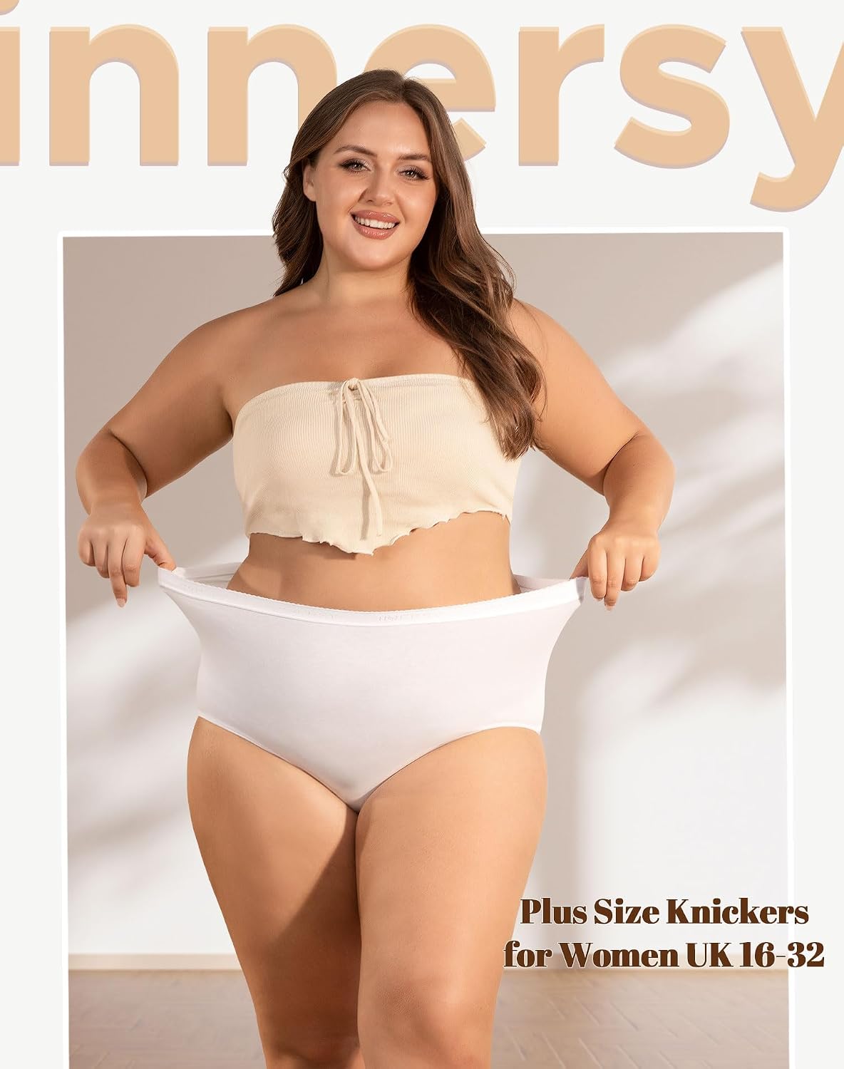 Thumbnail 2 de INNERSY Women’s Maxi Briefs Cotton Underwear – High Waisted Knickers, Plus Size (Pack of 5)