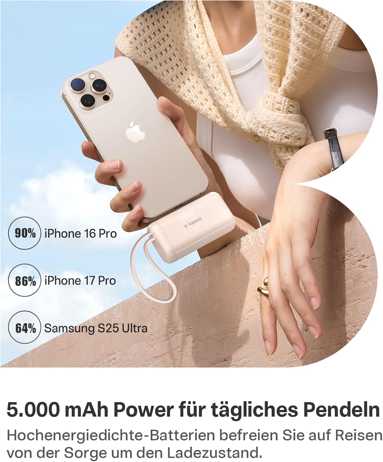 Detalle 1 de TORRAS PogoMini Powerbank 5000 mAh 22,5 W