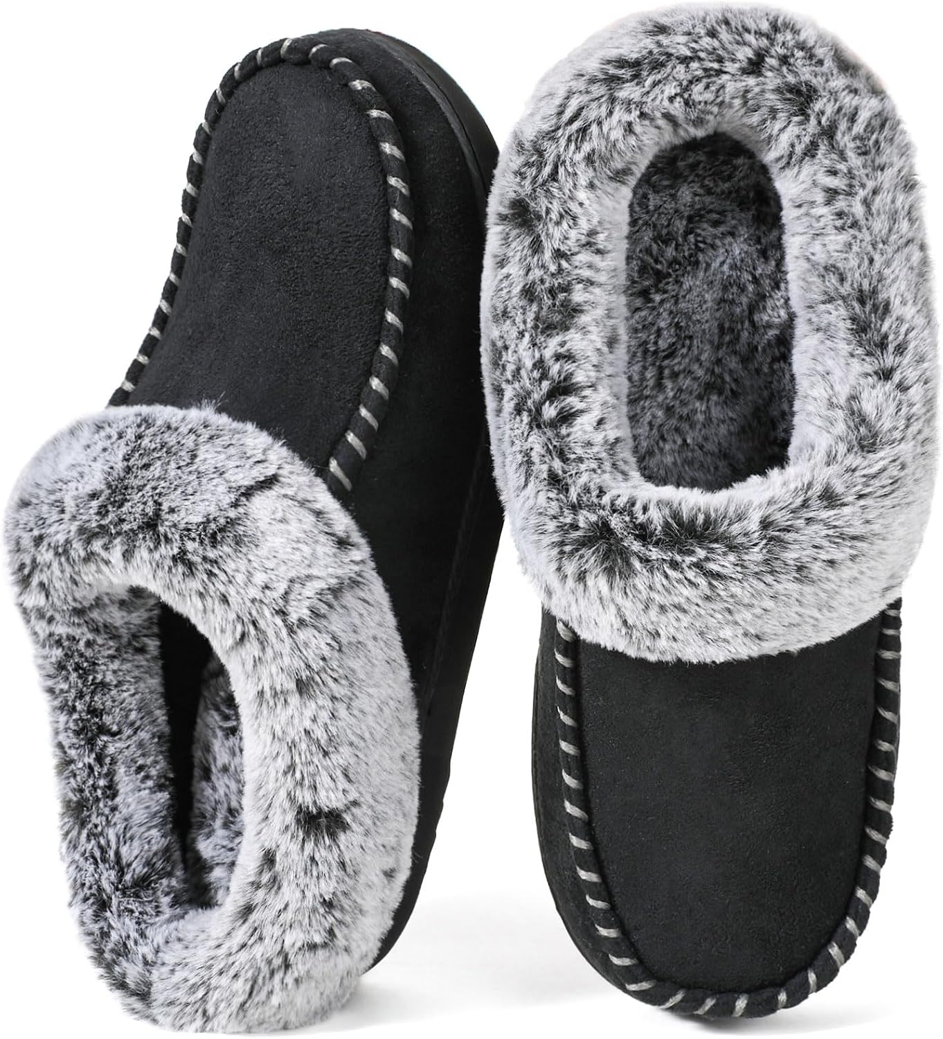 Detalle de ULTRAIDEAS Women's Memory Foam Slippers with Suede, Faux Fur, and Rubber Sole