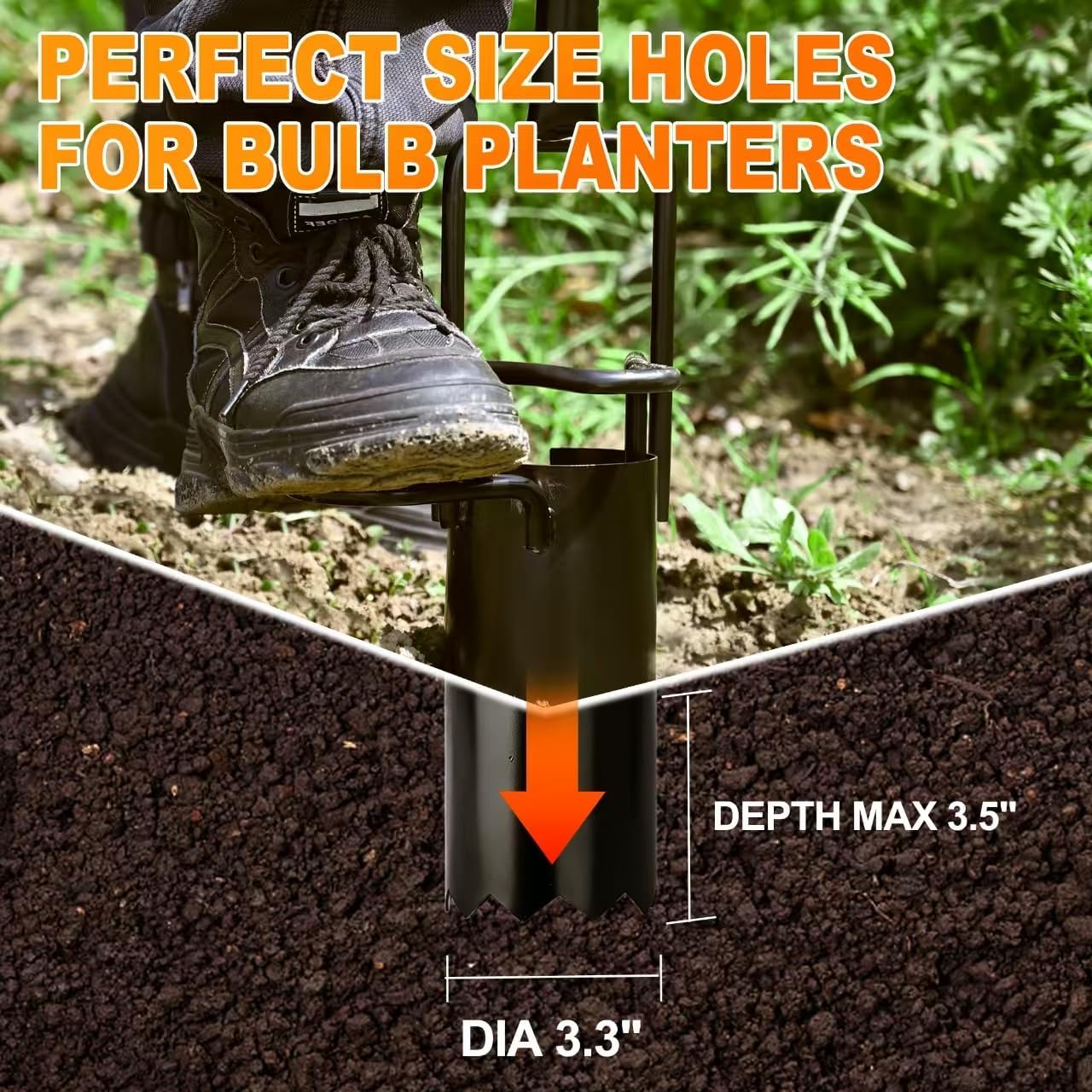 Thumbnail 4 de BARAYSTUS Bulb Planter Tool 5 in 1: una piantatrice da giardino a stelo lungo in acciaio al carbonio