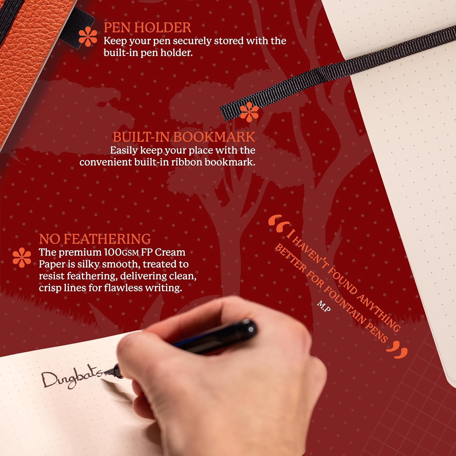 Detalle de Dingbats Wildlife Dotted Journal Notebook A5 — Vegan Leather Soft Cover