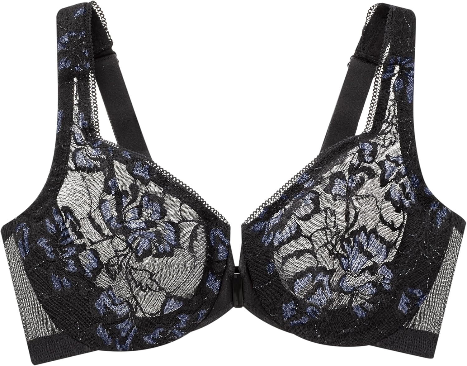 Detalle de Glamorise Women’s Lacey T-Back Wonderwire Bra 9246 (Full Coverage) with Snap Front Closure