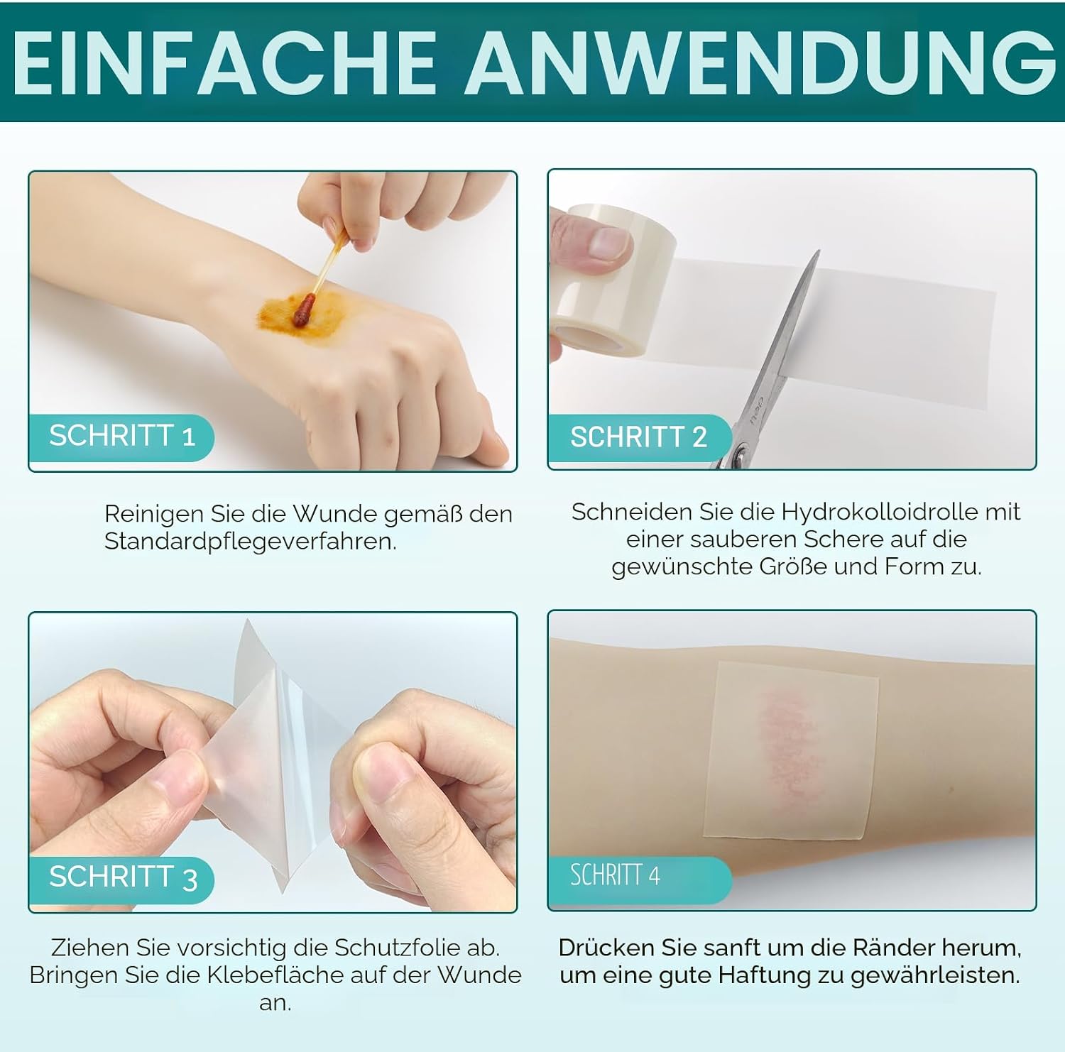Detalle de Hydrokolloid-Wundpflasterrolle 5 cm x 3,6 m – ultradünn, selbstklebend & absorbierend