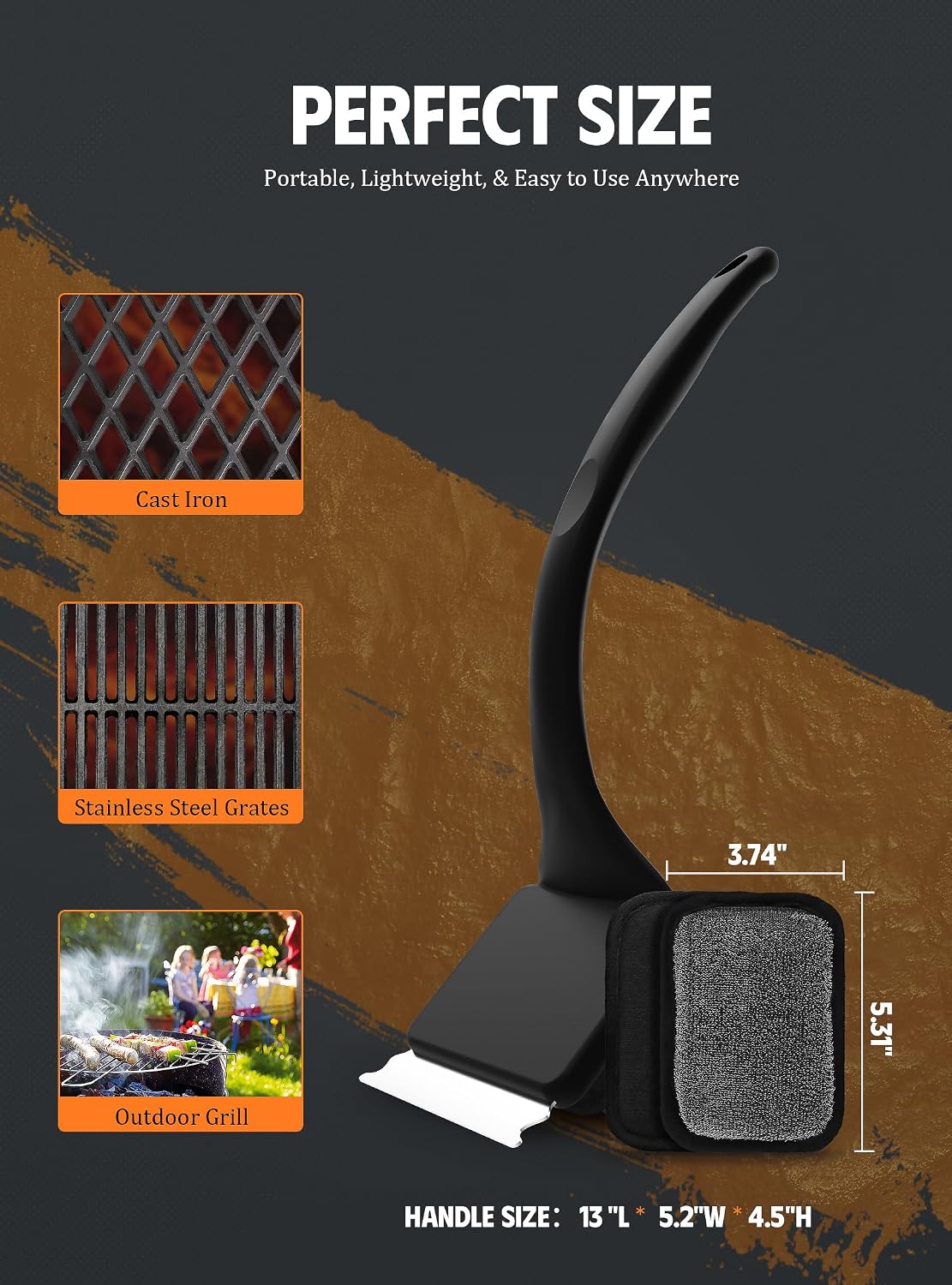 Detalle 2 de MEKER GB5+1 Bristle-Free Grill Brush with Scraper and 5 Replacement Heads