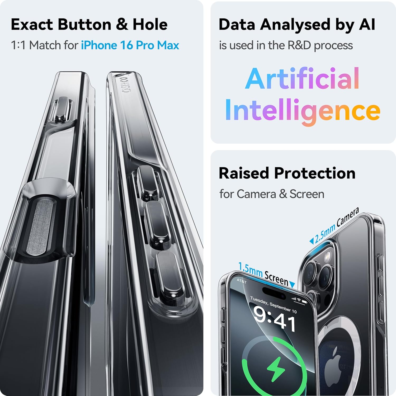 Thumbnail 5 de CASEKOO Ultra Magnetic iPhone 16 Pro Max Case with Invisible Stand (MagSafe Compatible, 16FT Protection) – Clear Slim Cover