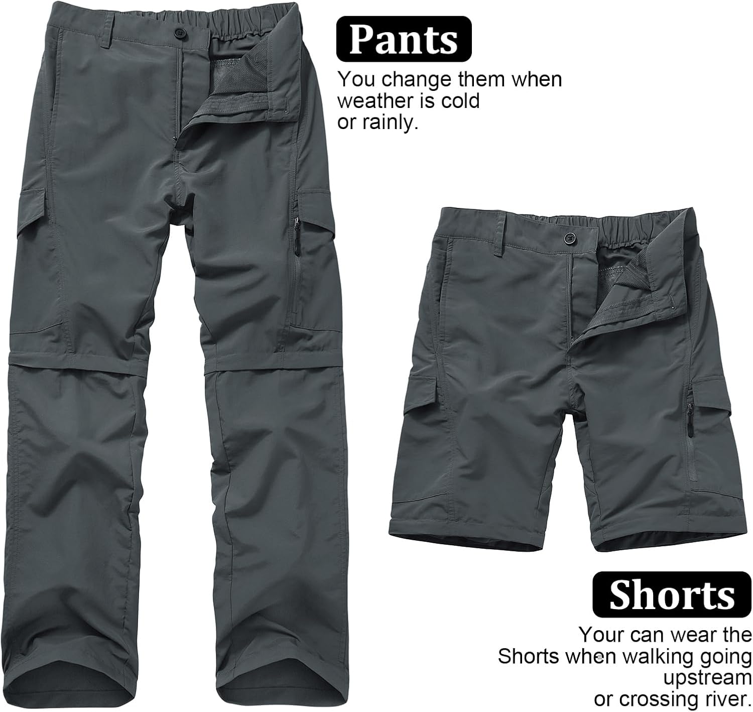 Detalle de Jessie Kidden Hiking Trousers for Men: Convertible, Quick-Dry & UPF 50+
