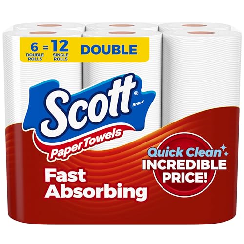 Scott Paper Towels, Choose-A-Sheet: 6 Double Rolls (108 Sheets per Roll)