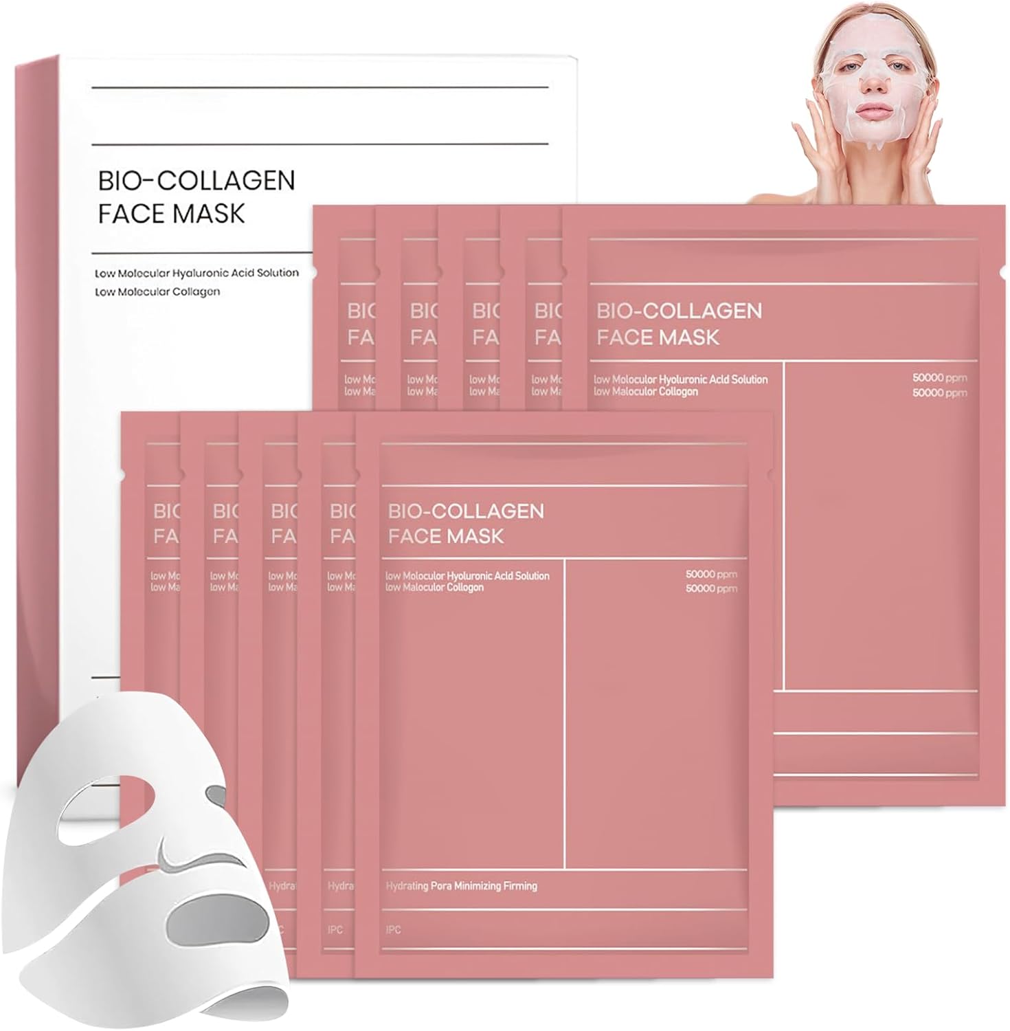 Detalle de JWDMHSJ Collagen Face Mask 10 pezzi