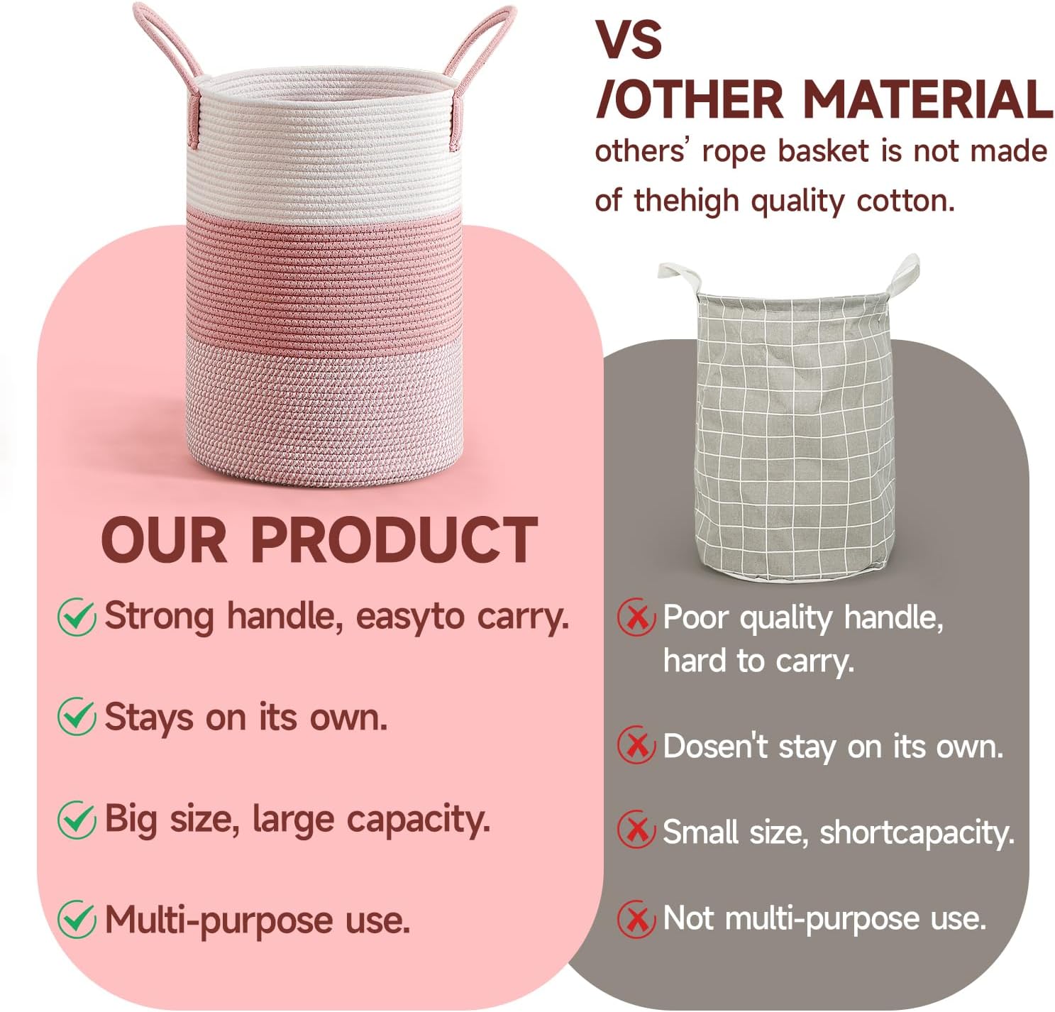 Thumbnail 5 de CLHMILY&Z 100L Round Cotton Rope Laundry Basket