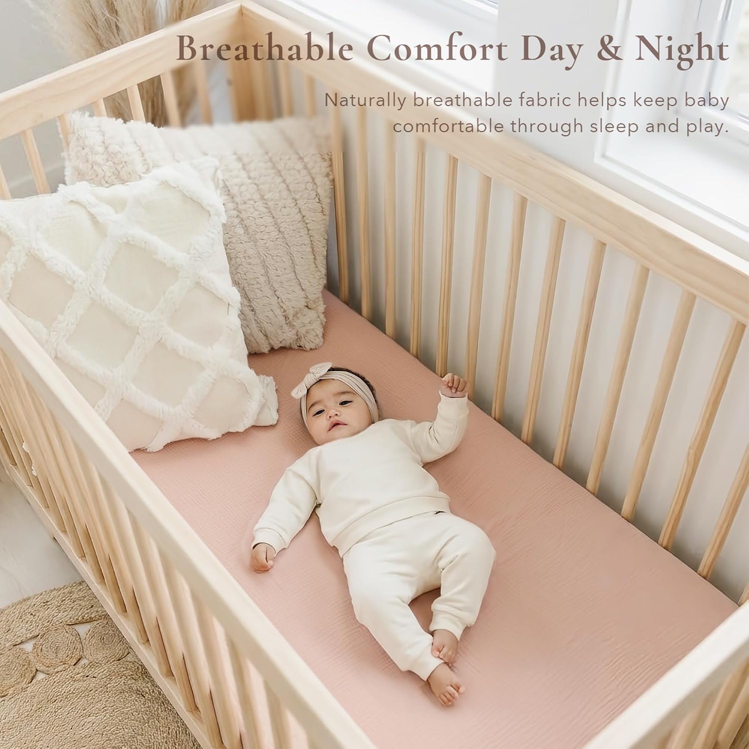Detalle 2 de Konssy Muslin Crib Sheets 52"x28" for Baby Crib