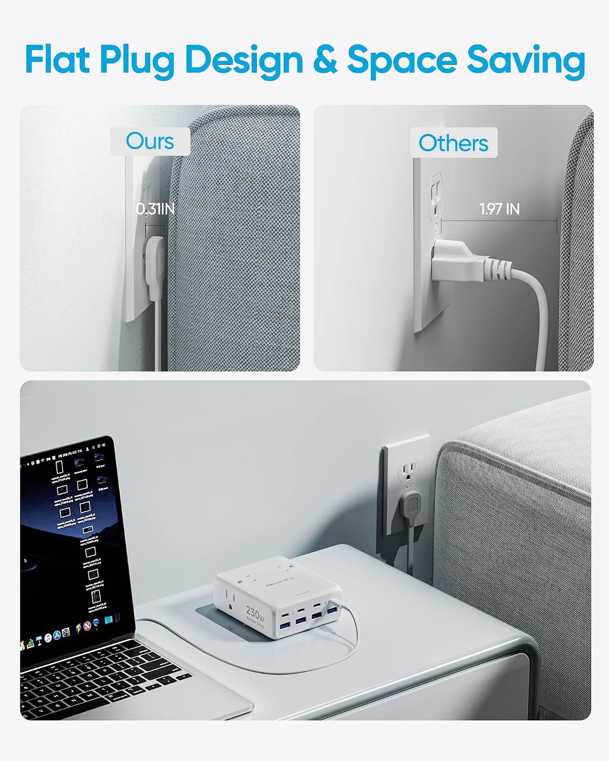 Detalle 2 de Olcorife 230W USB Power Strip 5FT