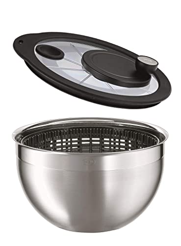 Detalle de RÖSLE Salatschleuder, Edelstahl 18/10, 24 cm – spülmaschinengeeignet