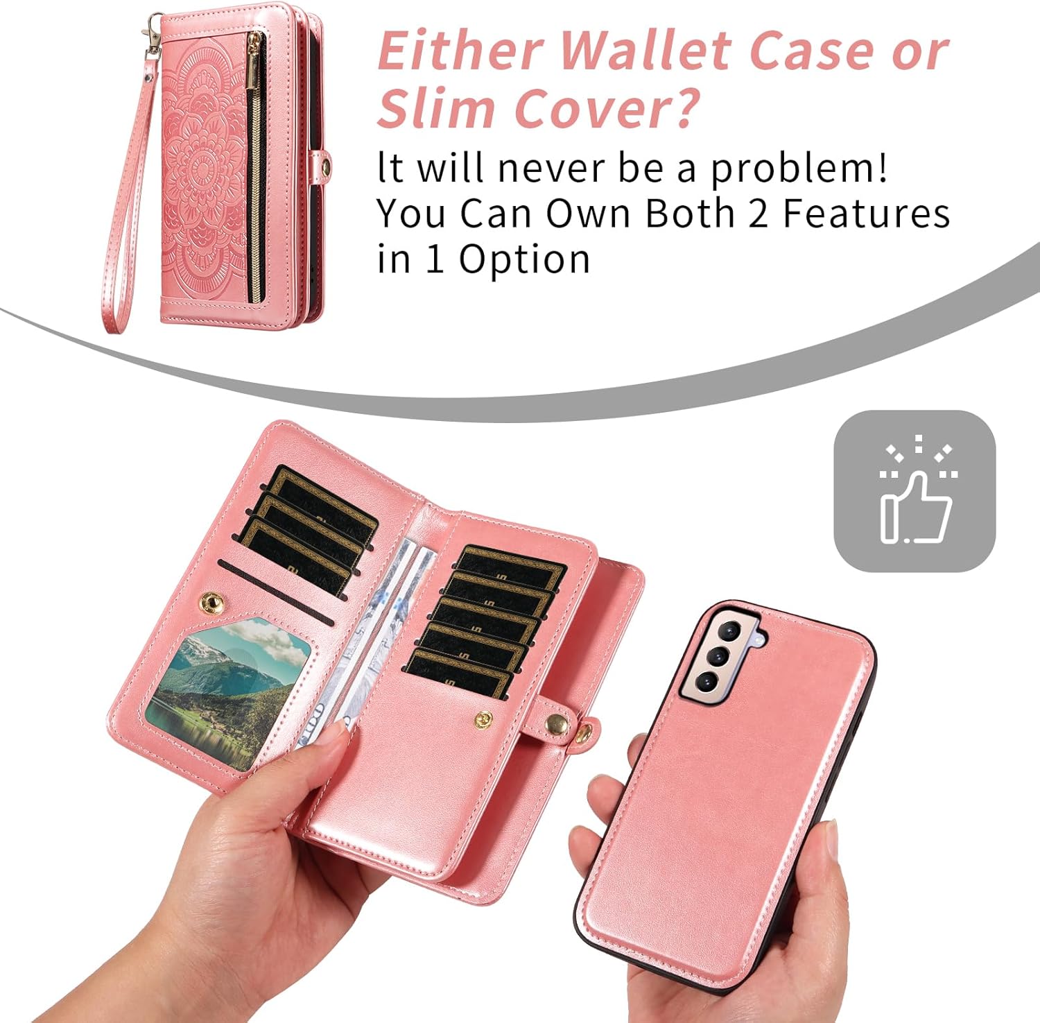 Thumbnail 3 de Asuwish Wallet Case for Samsung Galaxy S21 Plus 5G — Detachable Crossbody & Screen Protector