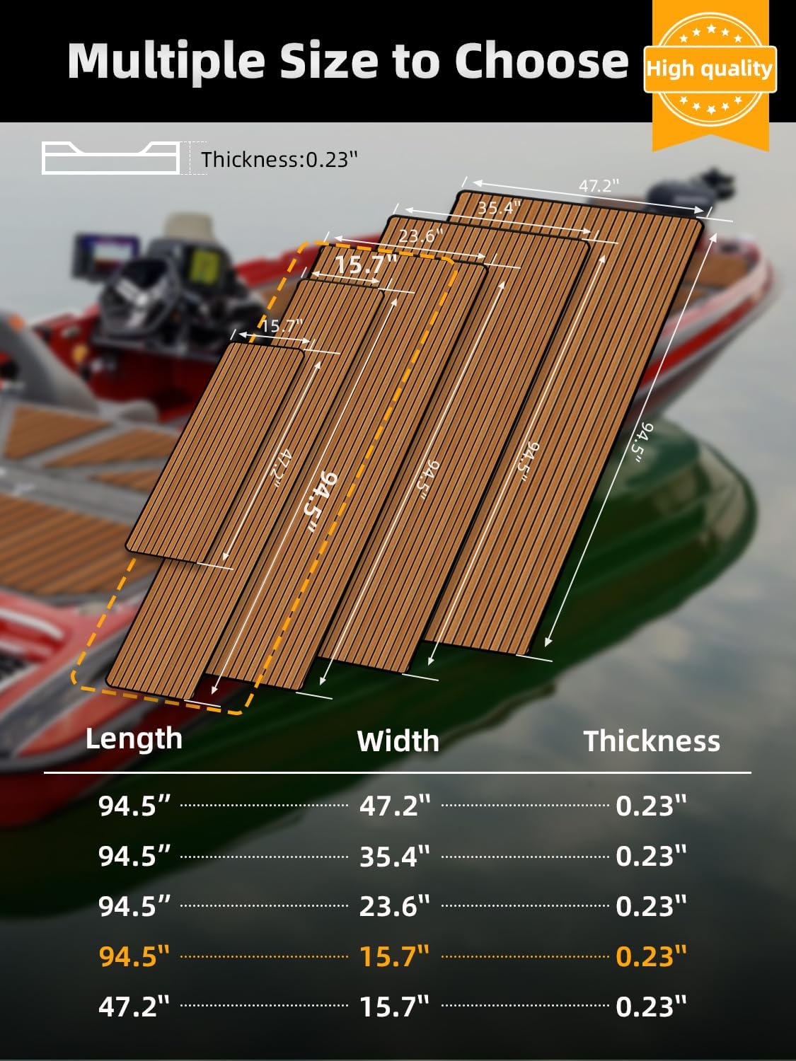 Thumbnail 5 de FOCEAN EVA Foam Boat Flooring Faux Teak Marine Decking Mat Sheets (94.5 in x 47.2 in)