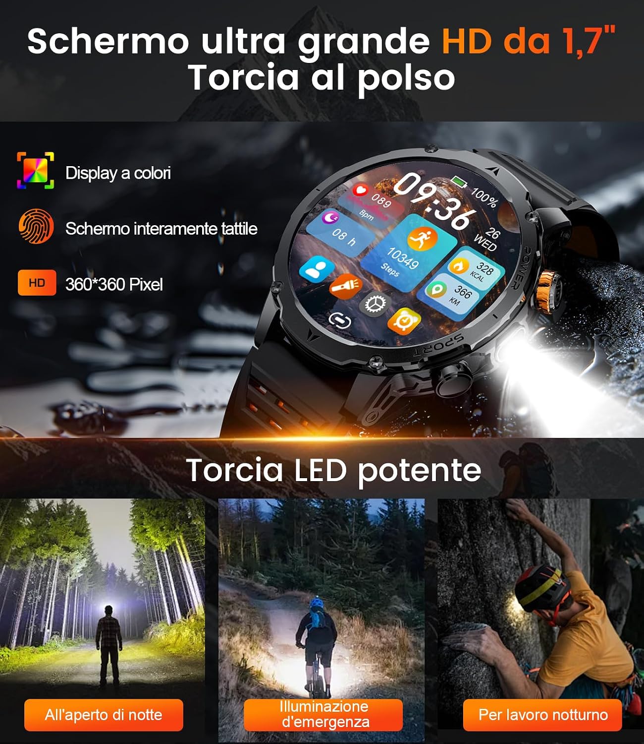 Thumbnail 2 de LIGE Smartwatch da Uomo EF24: 1.7'', 1000mAh, 110+ sport, IP68 e chiamate Bluetooth