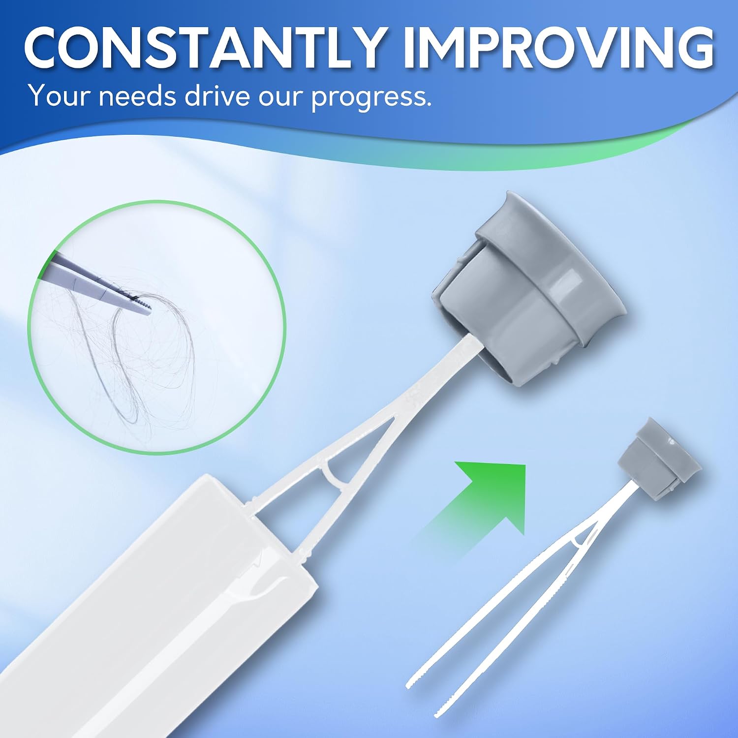 Detalle de BOOMJOY Toilet Brush and Holder Set with Silicone Brush, Aluminum Handle, and Hidden Tweezer