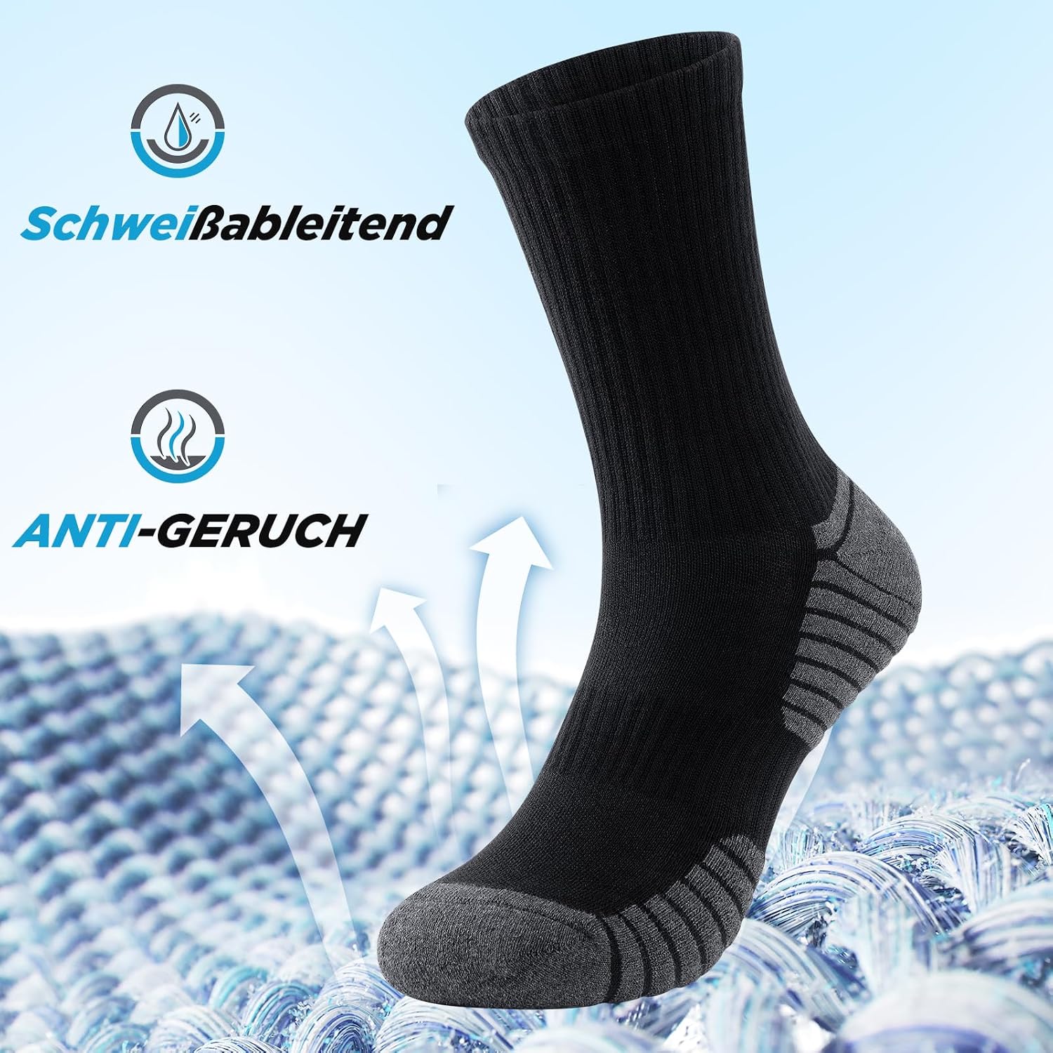 Detalle de TANSTC Sneaker Socken 6 Paar – atmungsaktive Baumwoll-Laufsocken mit verstärkter Frotteesohle