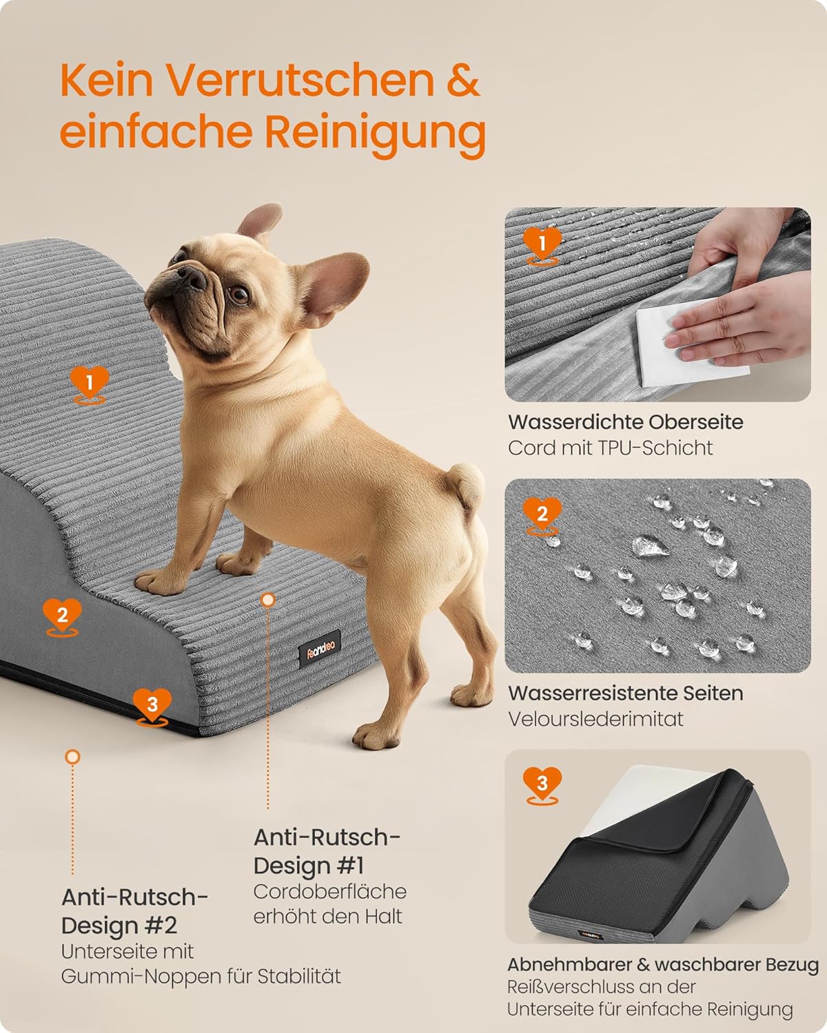 Thumbnail 5 de Feandrea Hundetreppe 3 Stufen für kleine Hunde 🐾