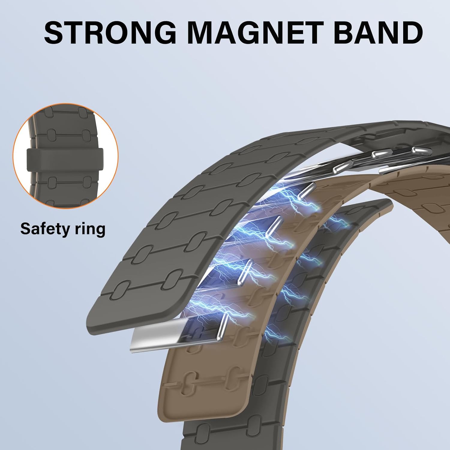 Detalle de Sixmoat double-sided magnetic straps for Apple Watch (49mm–42mm) in Gray-Coffee