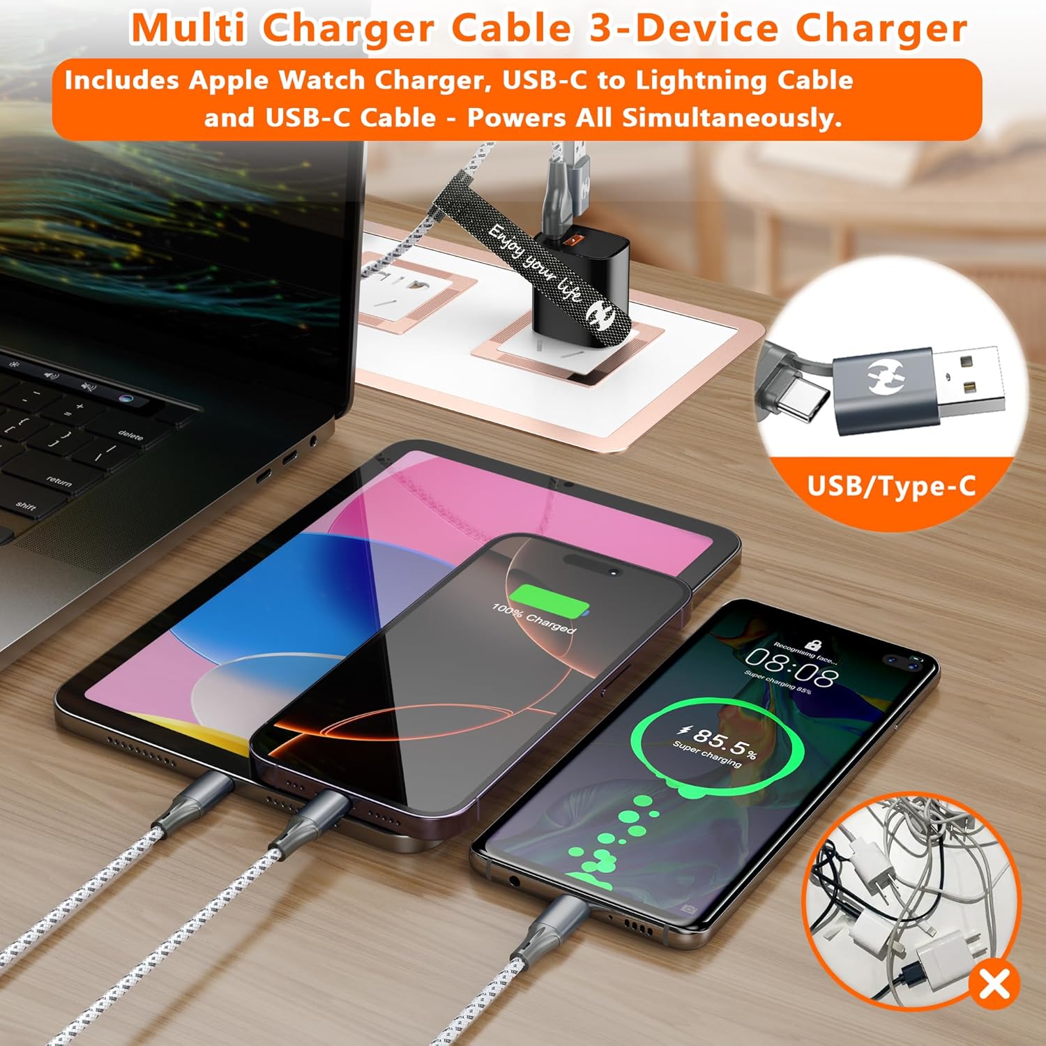 Thumbnail 2 de MFI Multi 3-in-1 Charging Cable 3 in 1