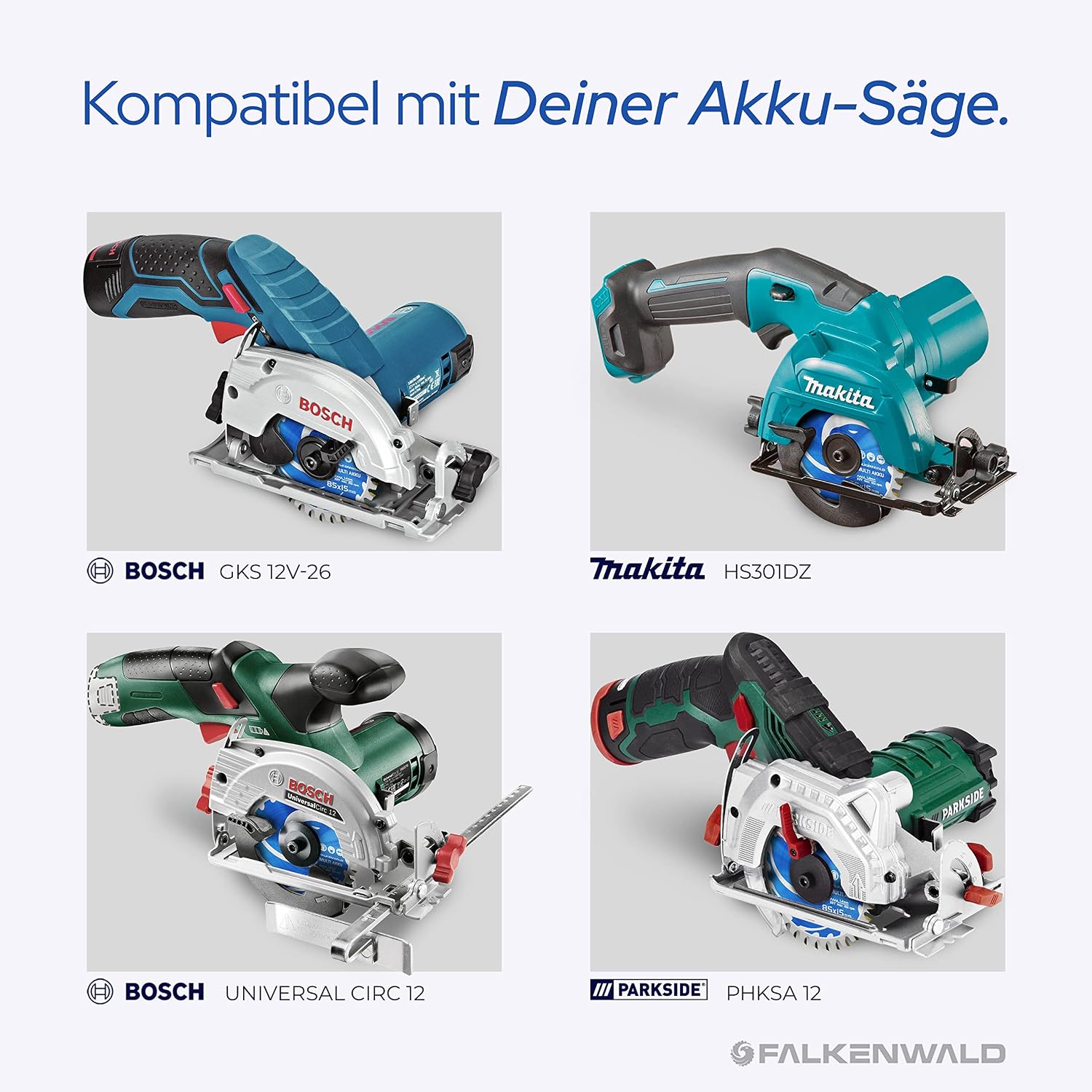 Detalle 2 de FALKENWALD Akku Sägeblatt 85 x 15 mm