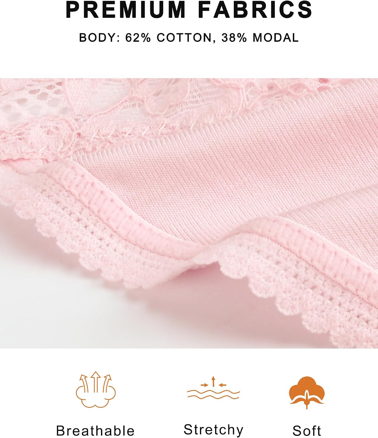 Detalle 2 de VOENXE Seamless Women's Thong Underwear, 5-Pack, Breathable No-VPL Design