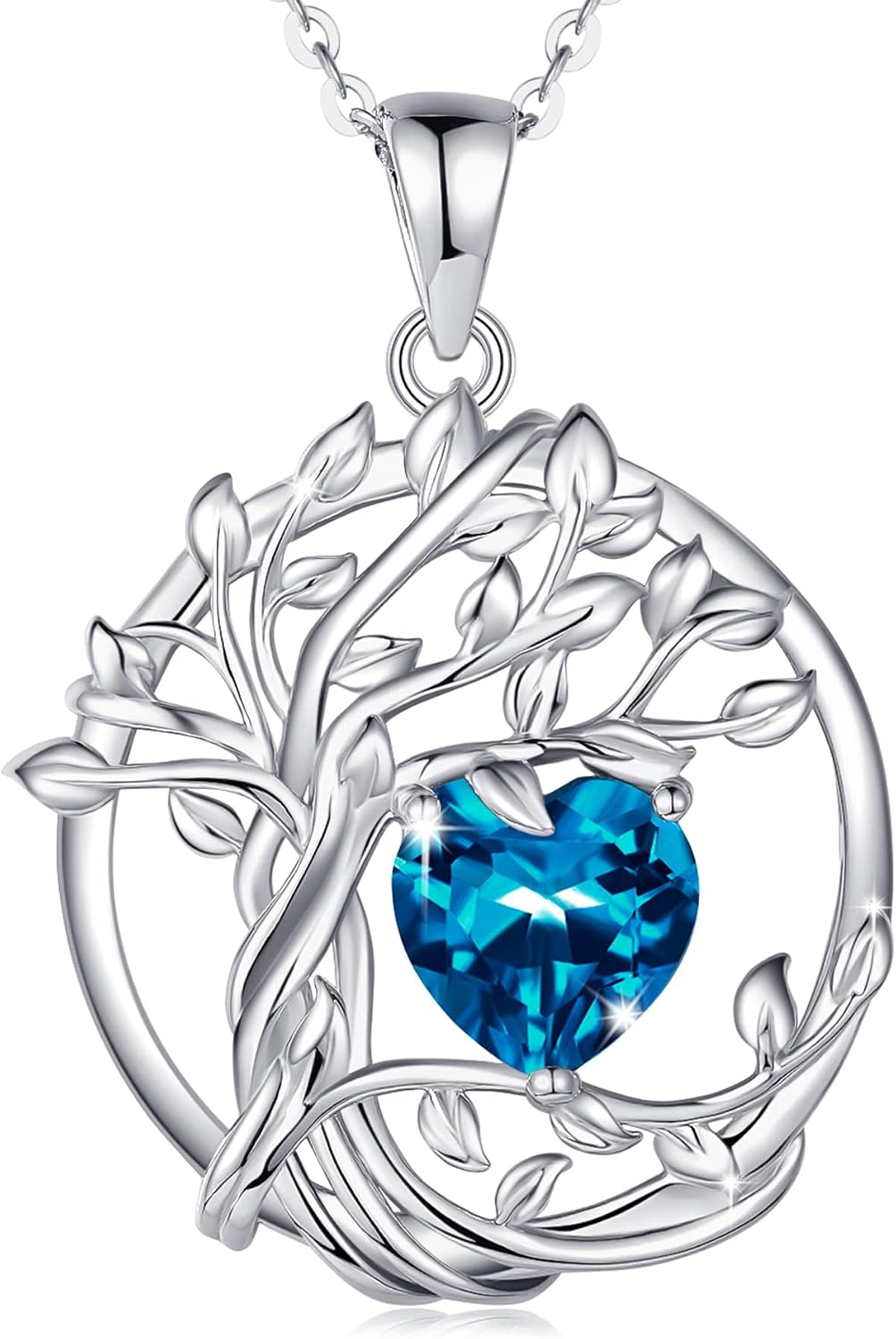 Detalle de FANCIME Tree of Life Necklace, White Gold Plated
