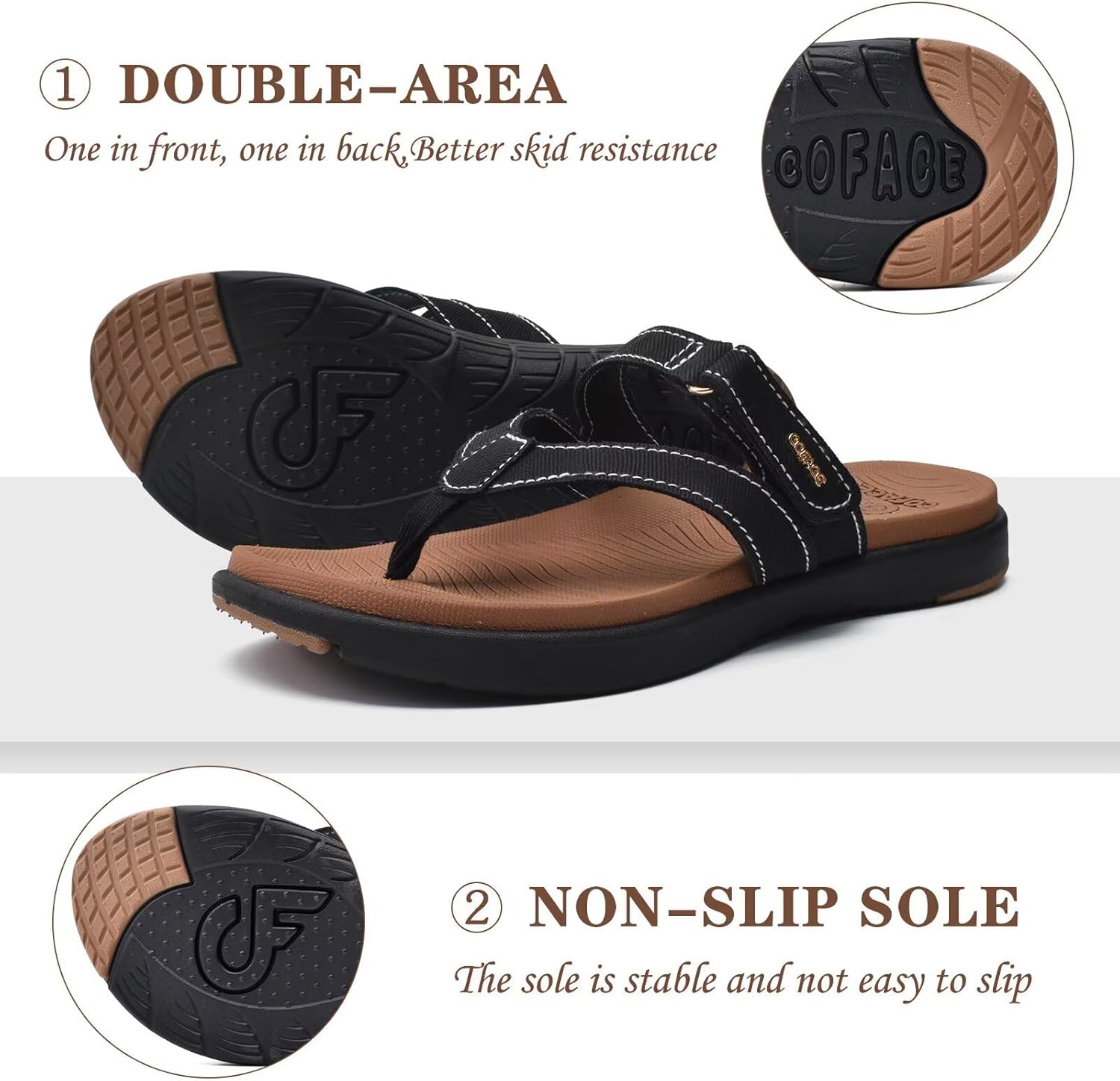 Detalle de COFACE Women’s Fashion Orthotic Flip Flops with Arch Support for Plantar Fasciitis