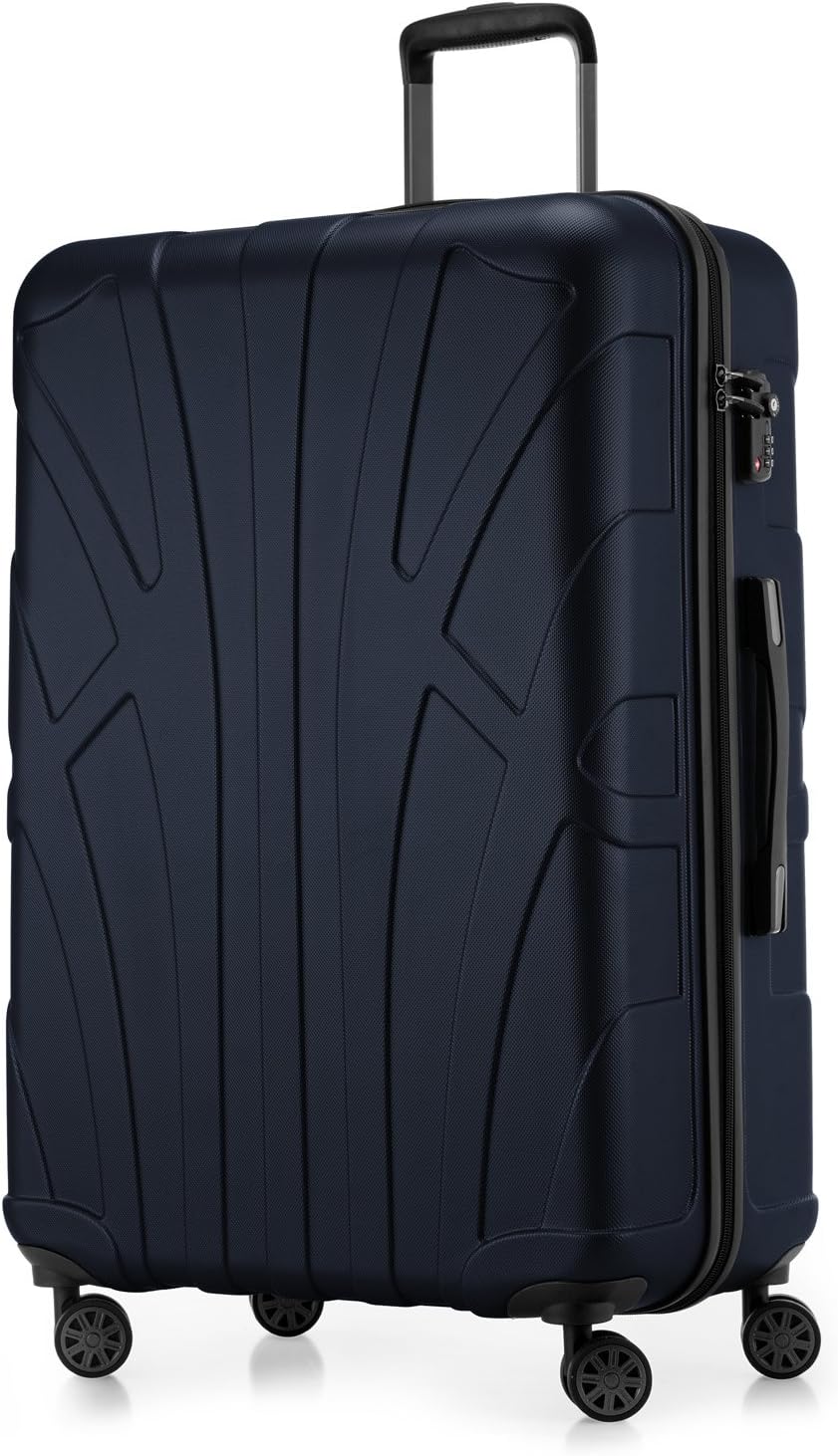 Detalle de Suitline Großer Hartschalen-Koffer 76 cm – TSA-Kombi, ABS matt, Dunkelblau, 96–110 L