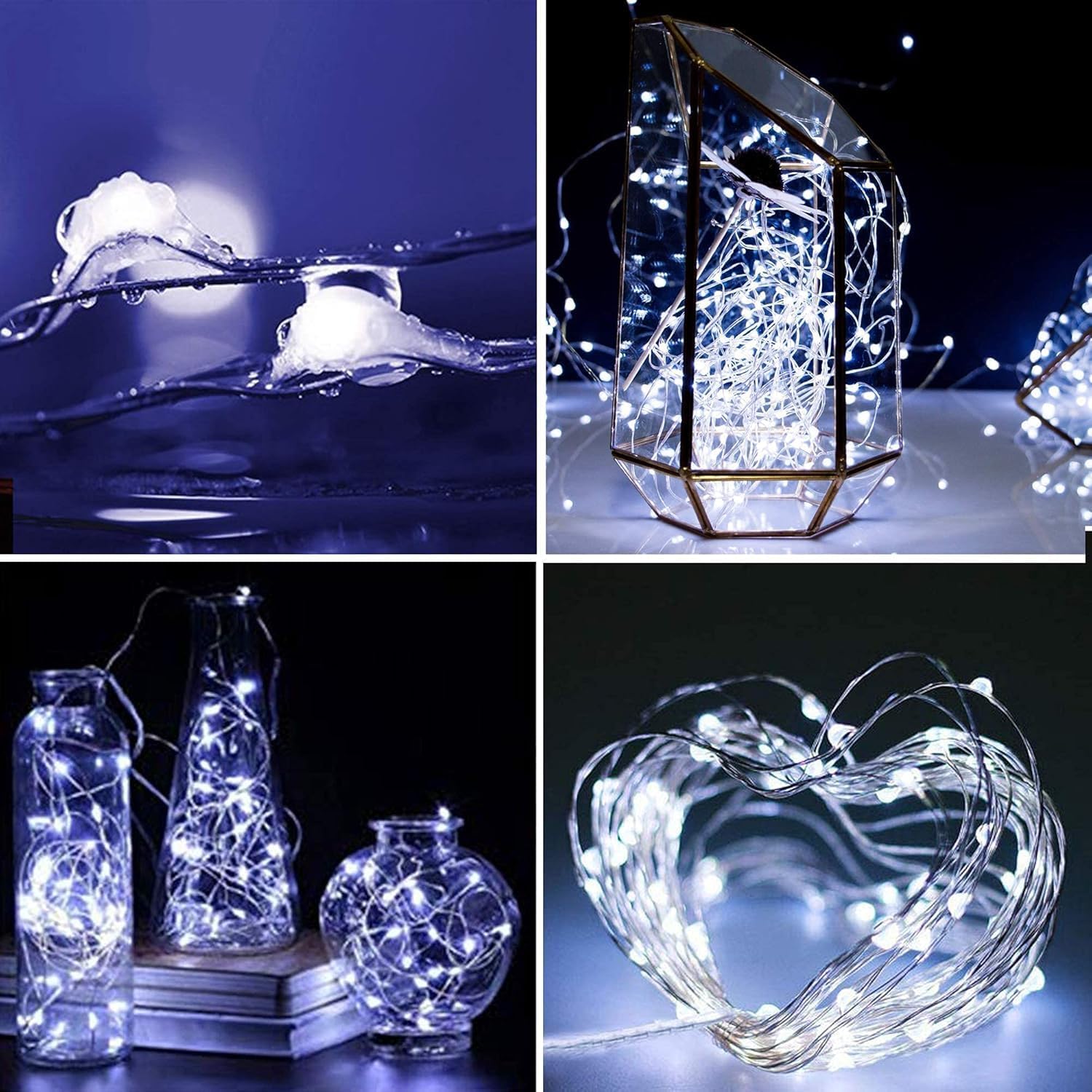 Thumbnail 3 de ANGMLN 24 Stück LED Mikro-Lichterkette – 30 LEDs, batteriebetrieben, 3 m Kupferdraht, wasserdicht, Cool Weiß