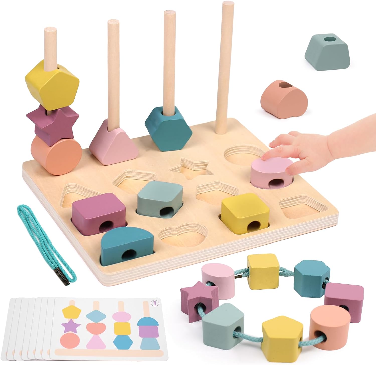 Thumbnail 6 de Wotoyd Montessori Holzspielzeug ab 1 Jahr – Fördert Formen, Farben und Feinmotorik