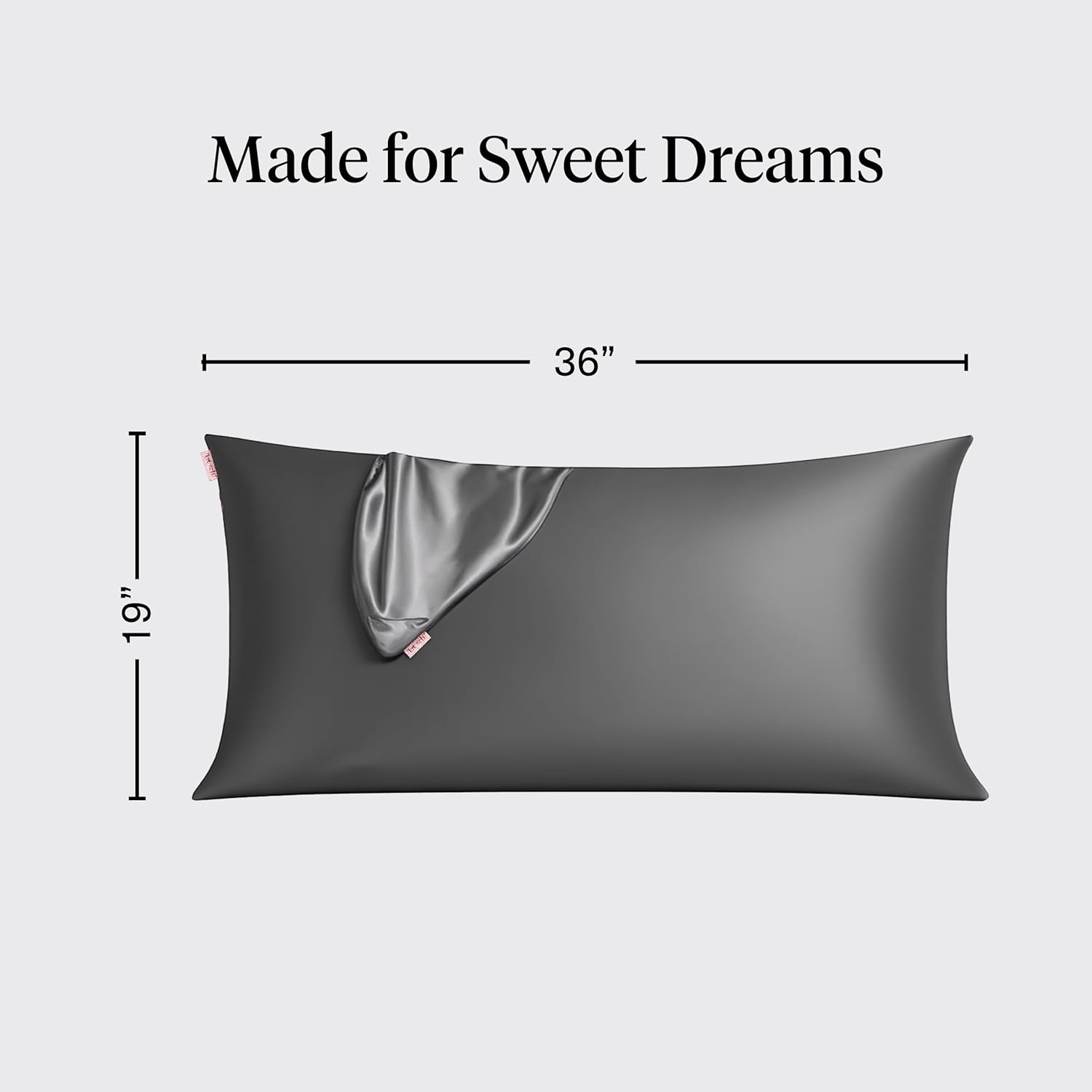 Thumbnail 3 de Housse de coussin satin Kitsch (taille King 19"x36") charbon avec fermeture éclair