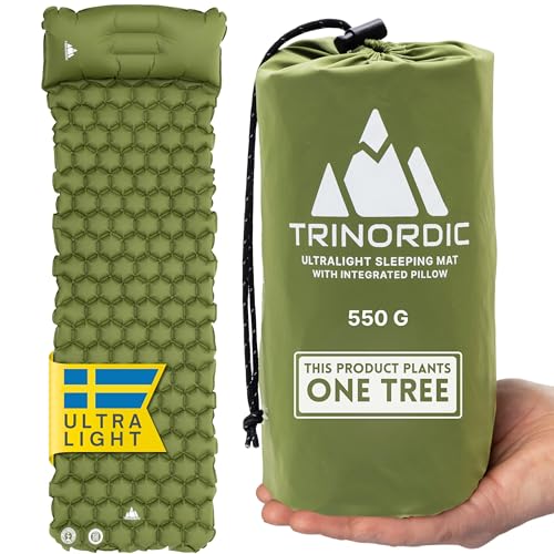 Detalle de TRINORDIC Esterilla de acampada hinchable ultraligera con almohada