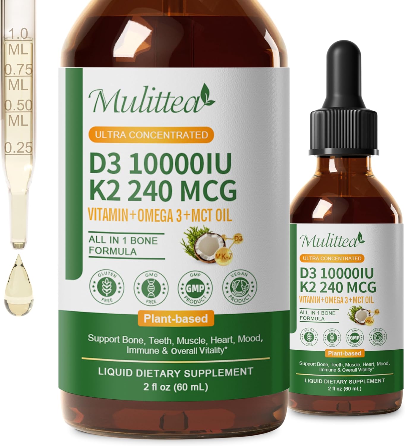 Detalle de Mulittea Vitamin D3 K2 Liquid 2 Fl Oz