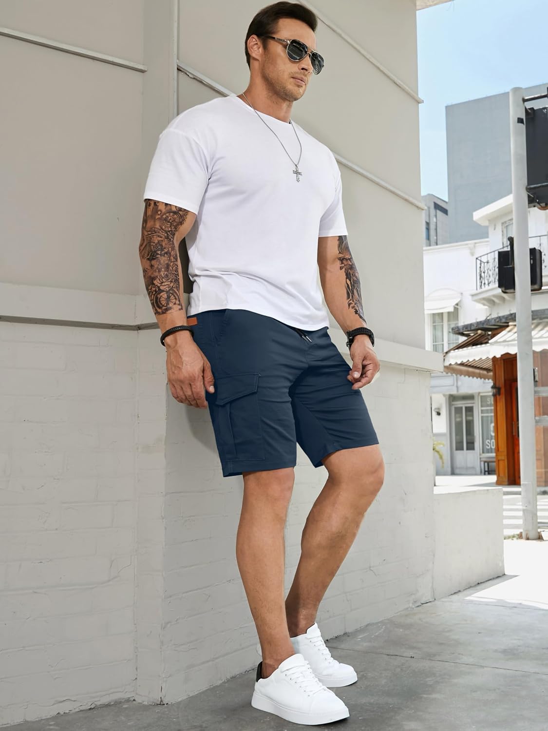 Detalle de Elegancity Men's Combat Cargo Work Shorts – Casual Summer Cotton Jogging Shorts, Regular Fit with Pockets (S-XXL)