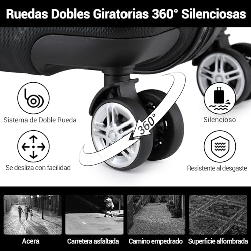 Detalle 2 de Kono Maletas de Viaje Grandes 28" ABS | Equipaje Facturado 4 Ruedas 360° y Candado TSA