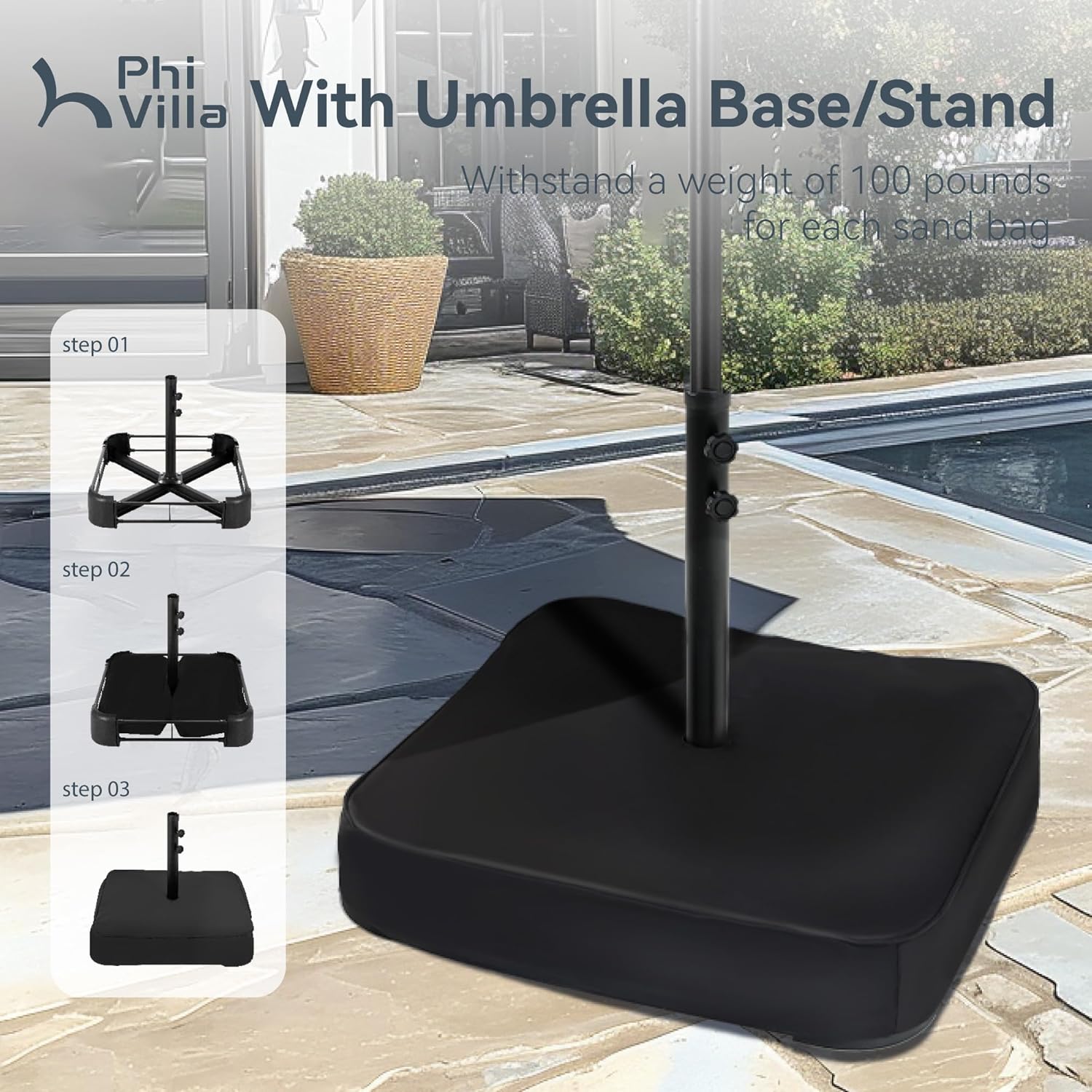 Thumbnail 5 de PHI VILLA 4.5m x 2.7m Garden Parasol with Base – Waterproof UV Protection